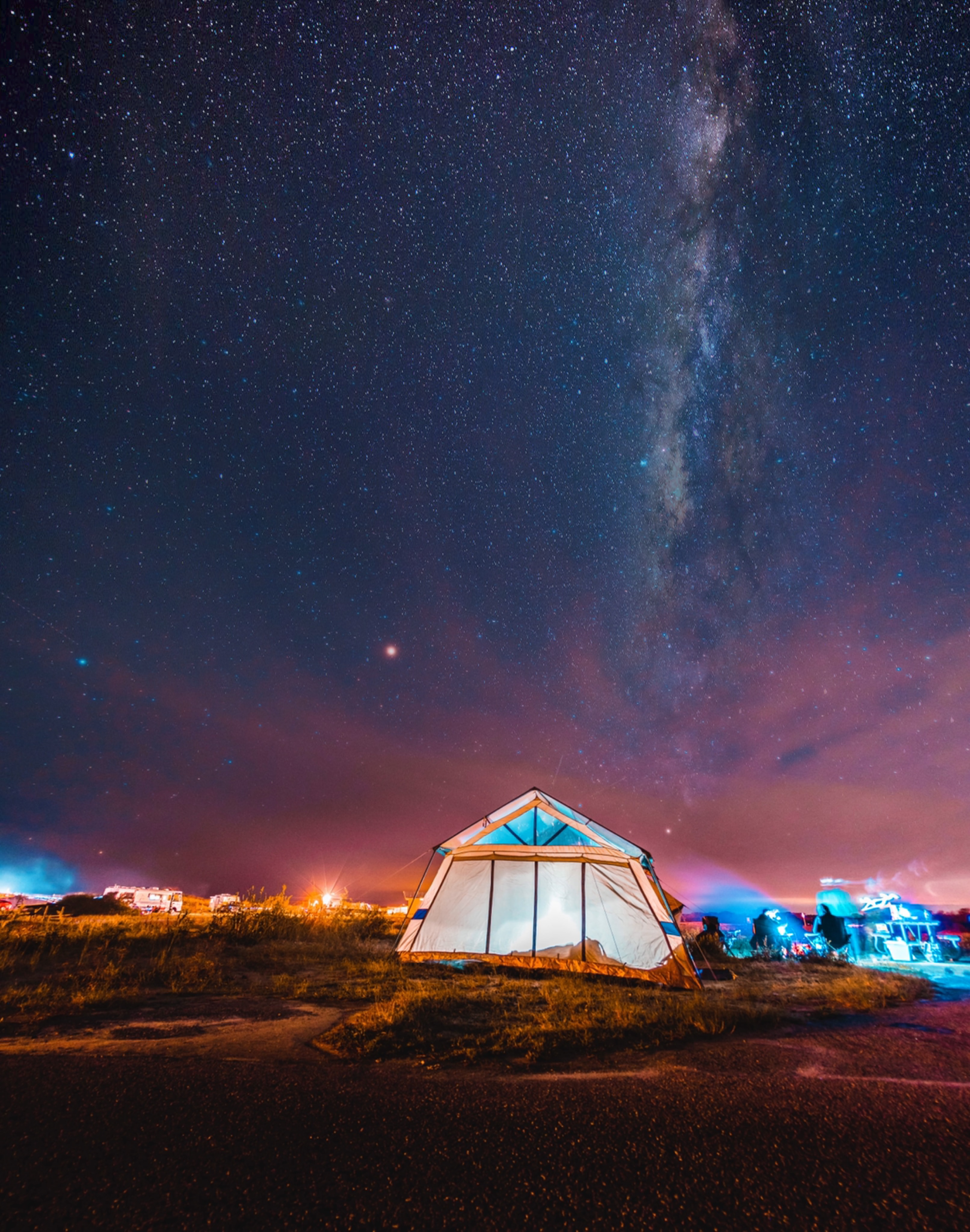 campsite, camping, night, miscellanea, miscellaneous, starry sky, tent