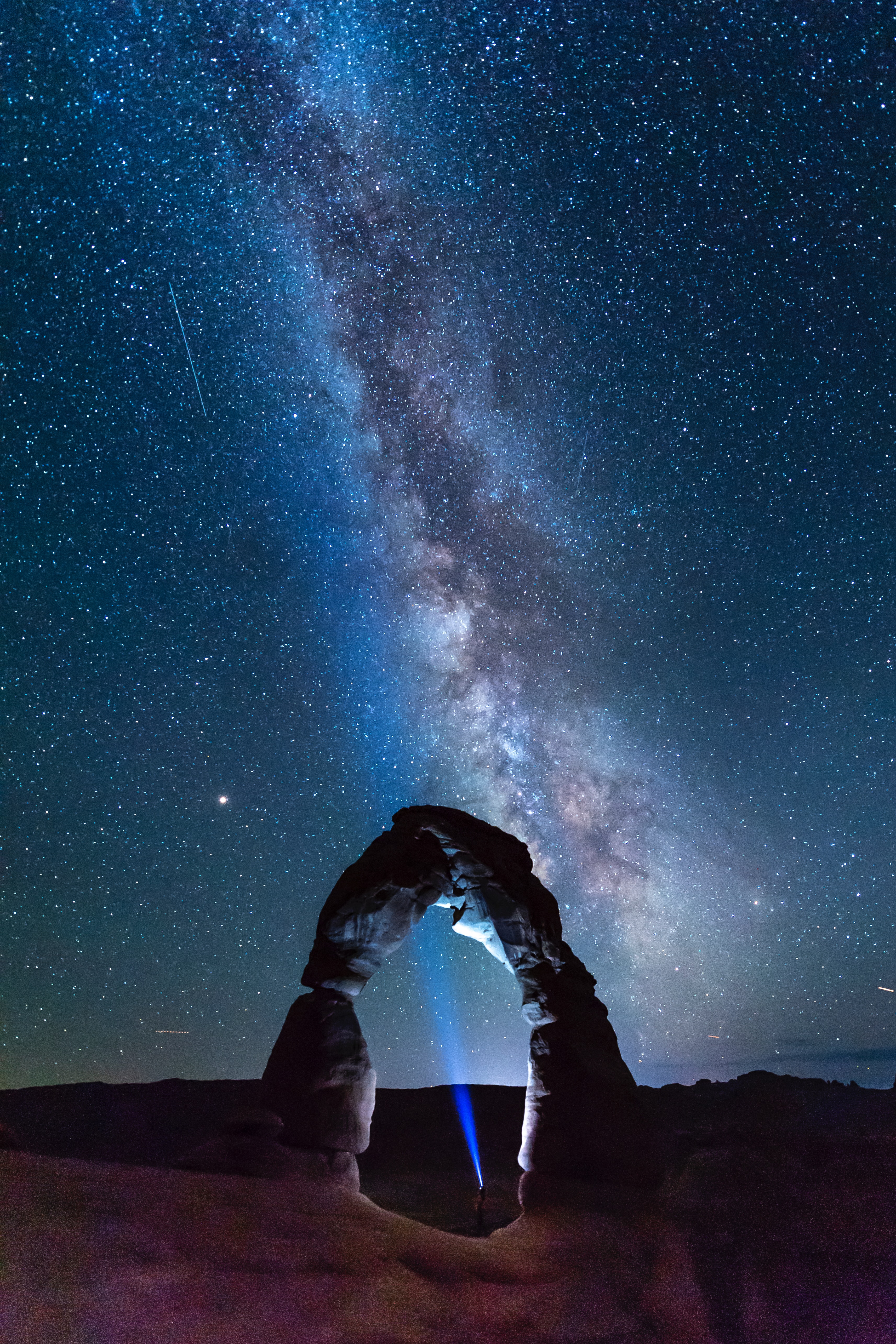 starry sky, nature, night, stone, arch Full HD