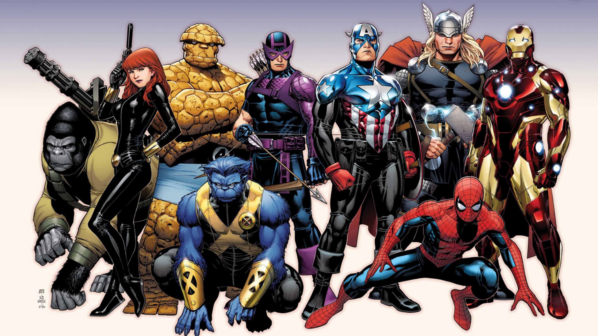 comics, the avengers: the heroic age, avengers, beast (marvel comics), black widow, captain america, hawkeye, iron man, spider man, thing (marvel comics), thor, the avengers