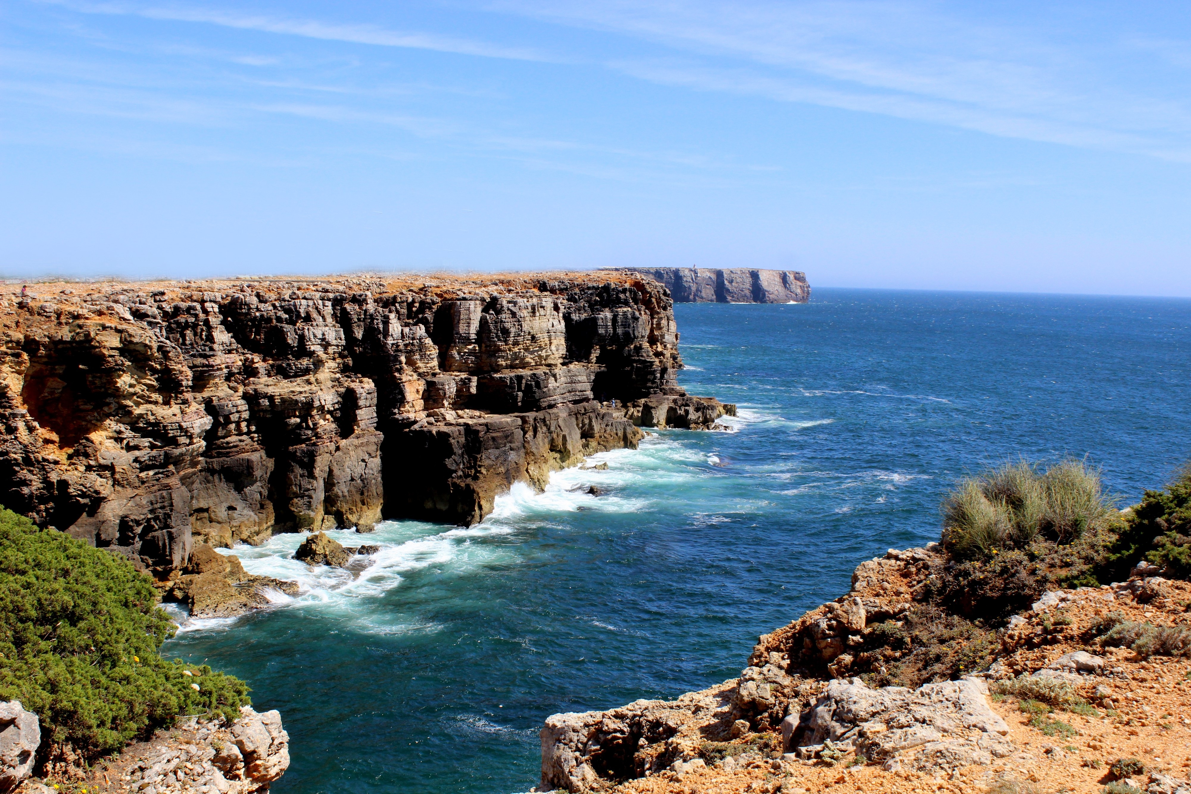 cliff, nature, ocean, portugal, algarve Full HD