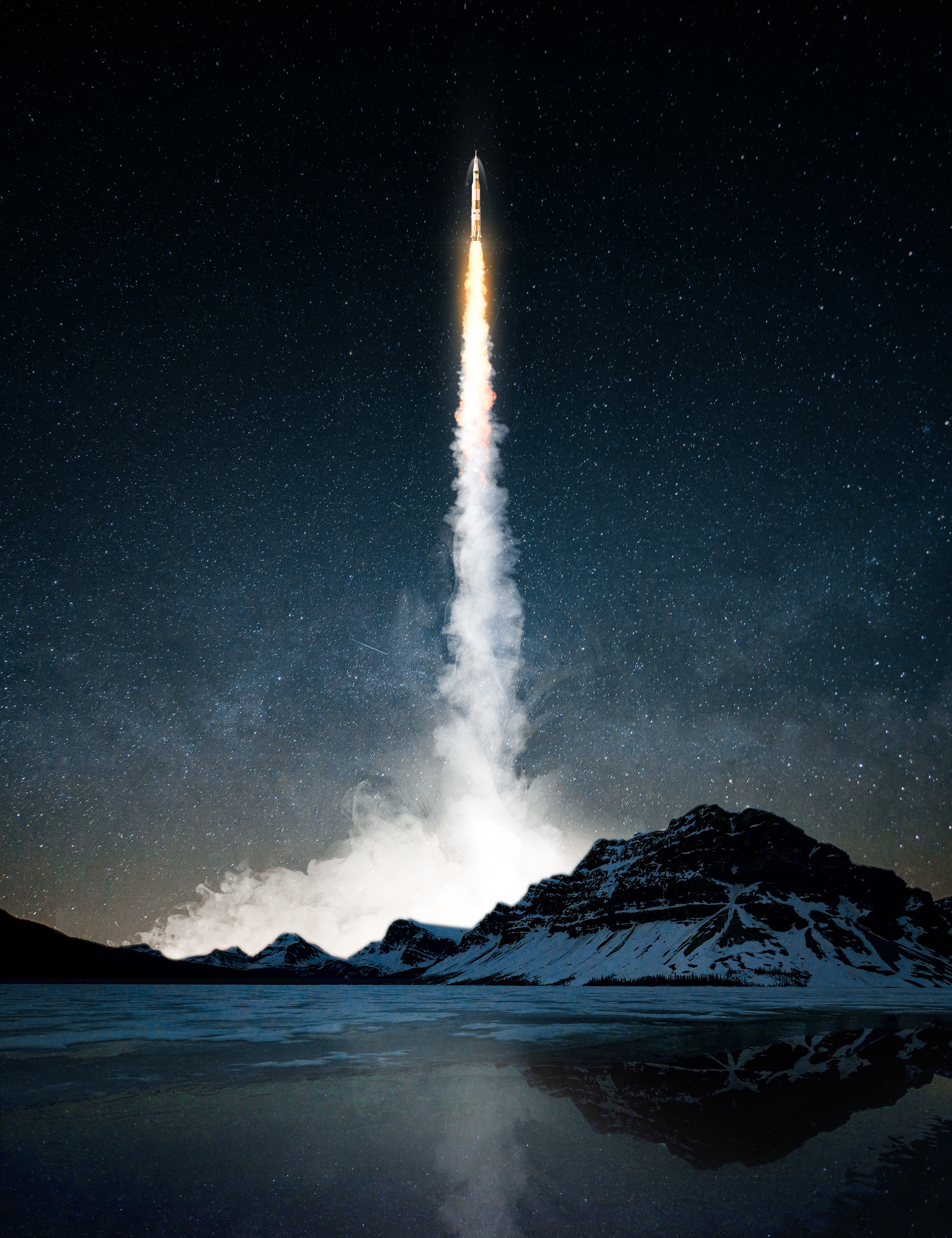 104288 скачать обои ракета, космос, темный, дым, ночь, звездное небо - заставки и картинки бесплатно