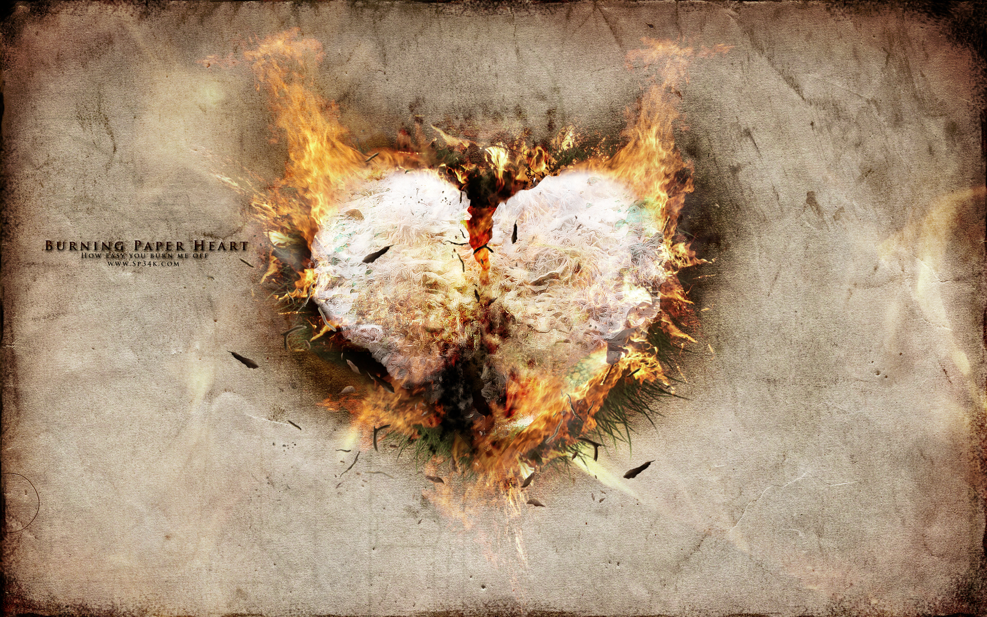 Сердце горящая бумага
