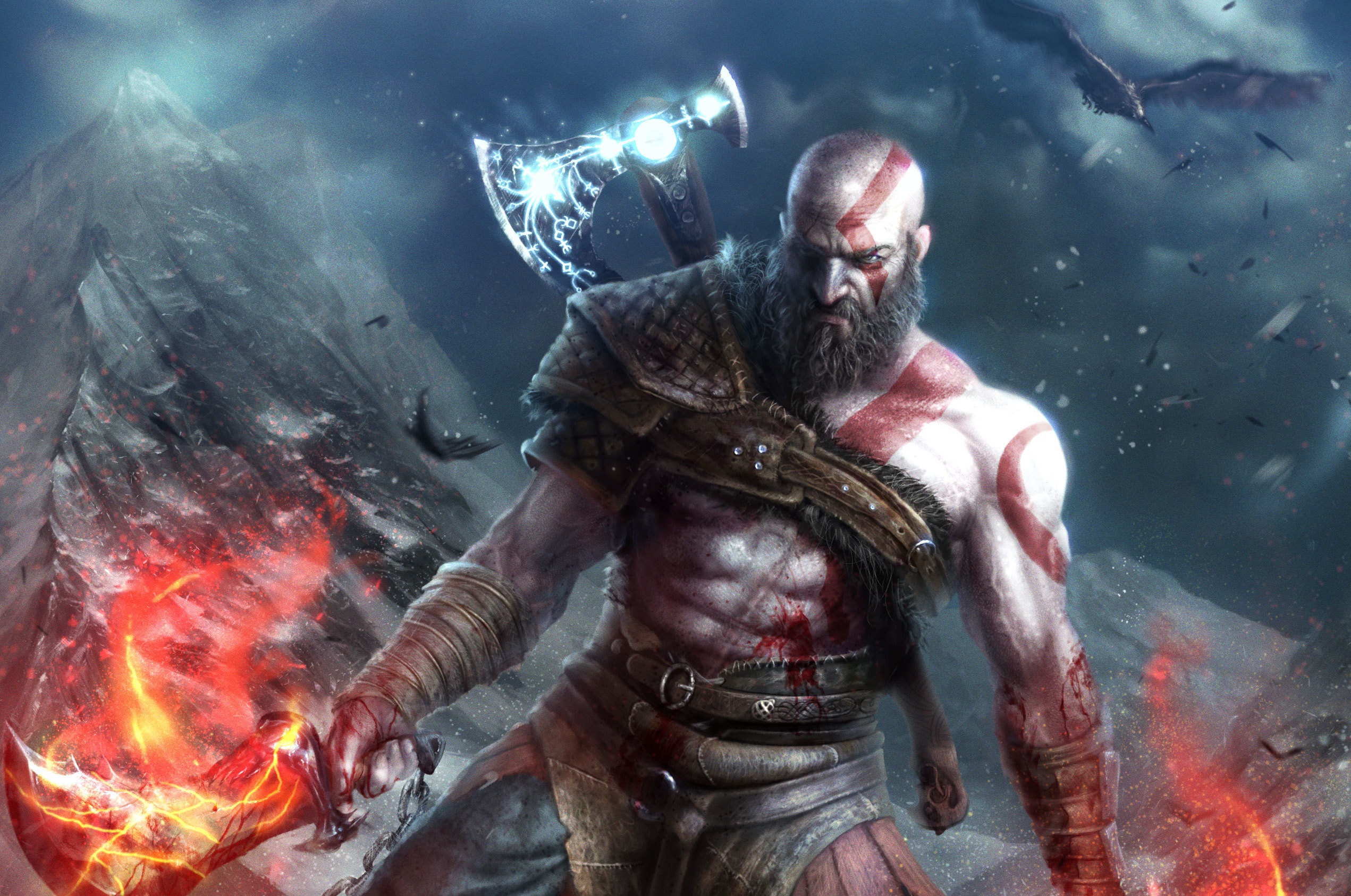 kratos (god of war), god of war, video game, god of war (2018) FHD, 4K, UHD