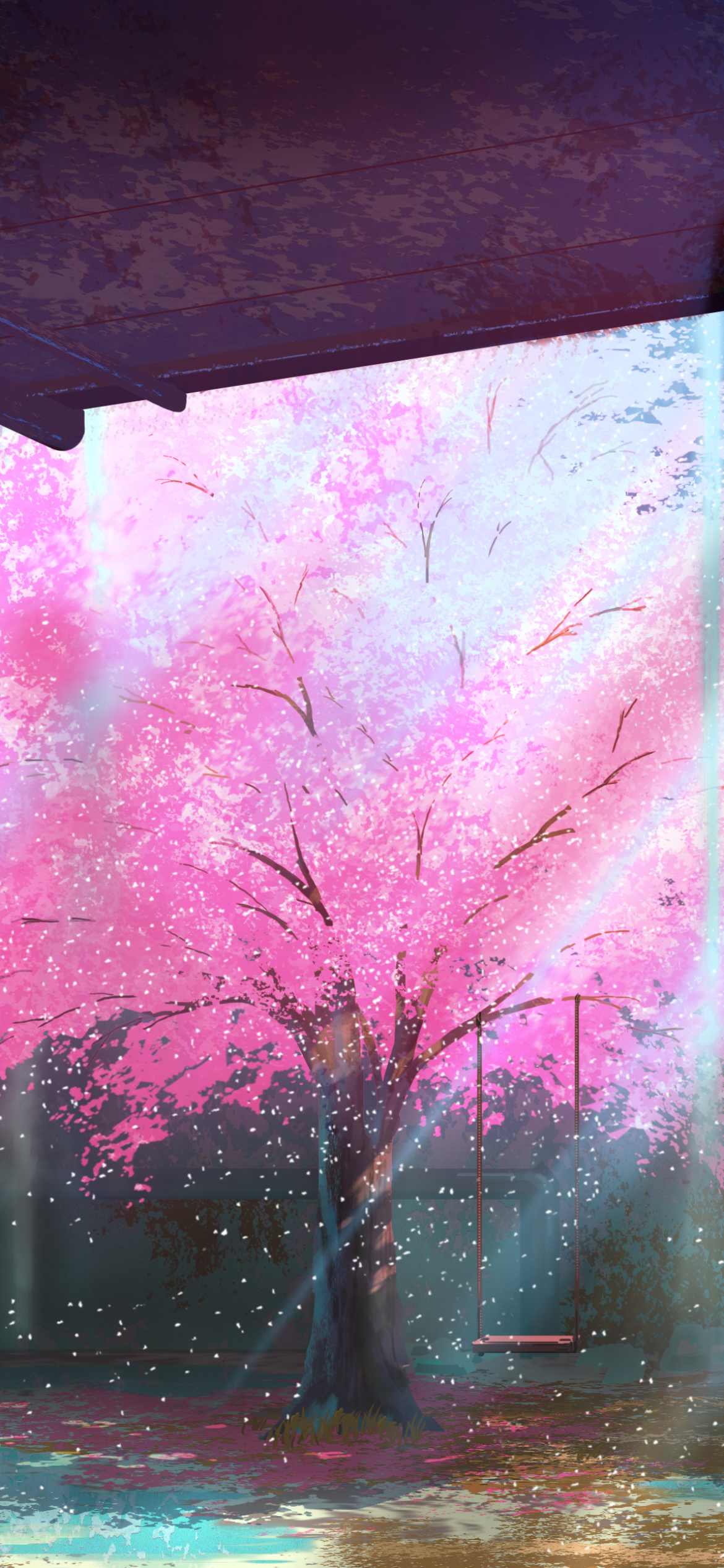 Anime Pink Sakura Trees On Sunset Stock Illustration 1444655093 |  Shutterstock