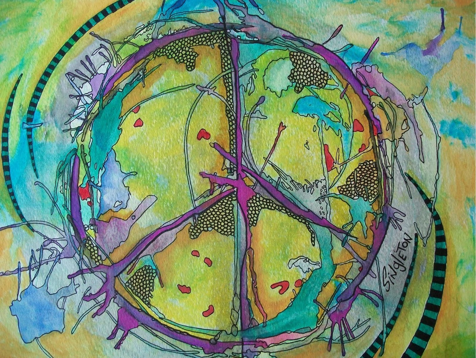 android peace, artistic, psychedelic, hippie, peace sign, trippy