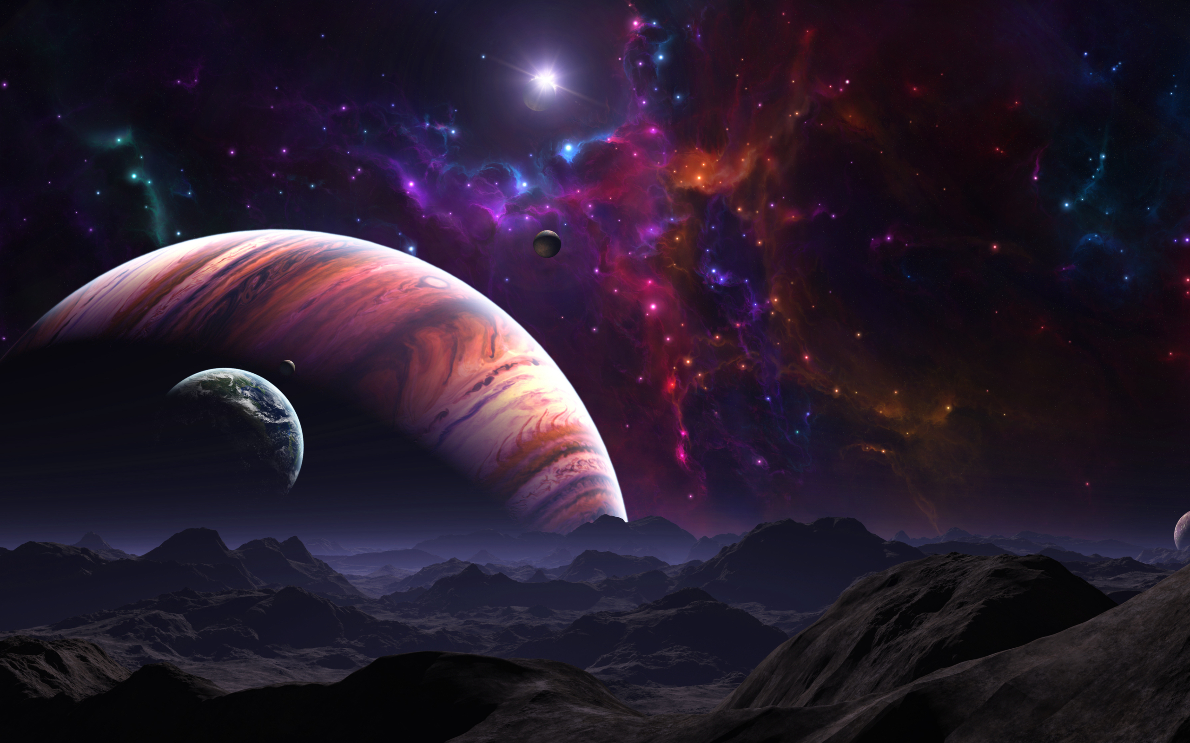 planets, universe, art, multicolored, motley, open space Full HD