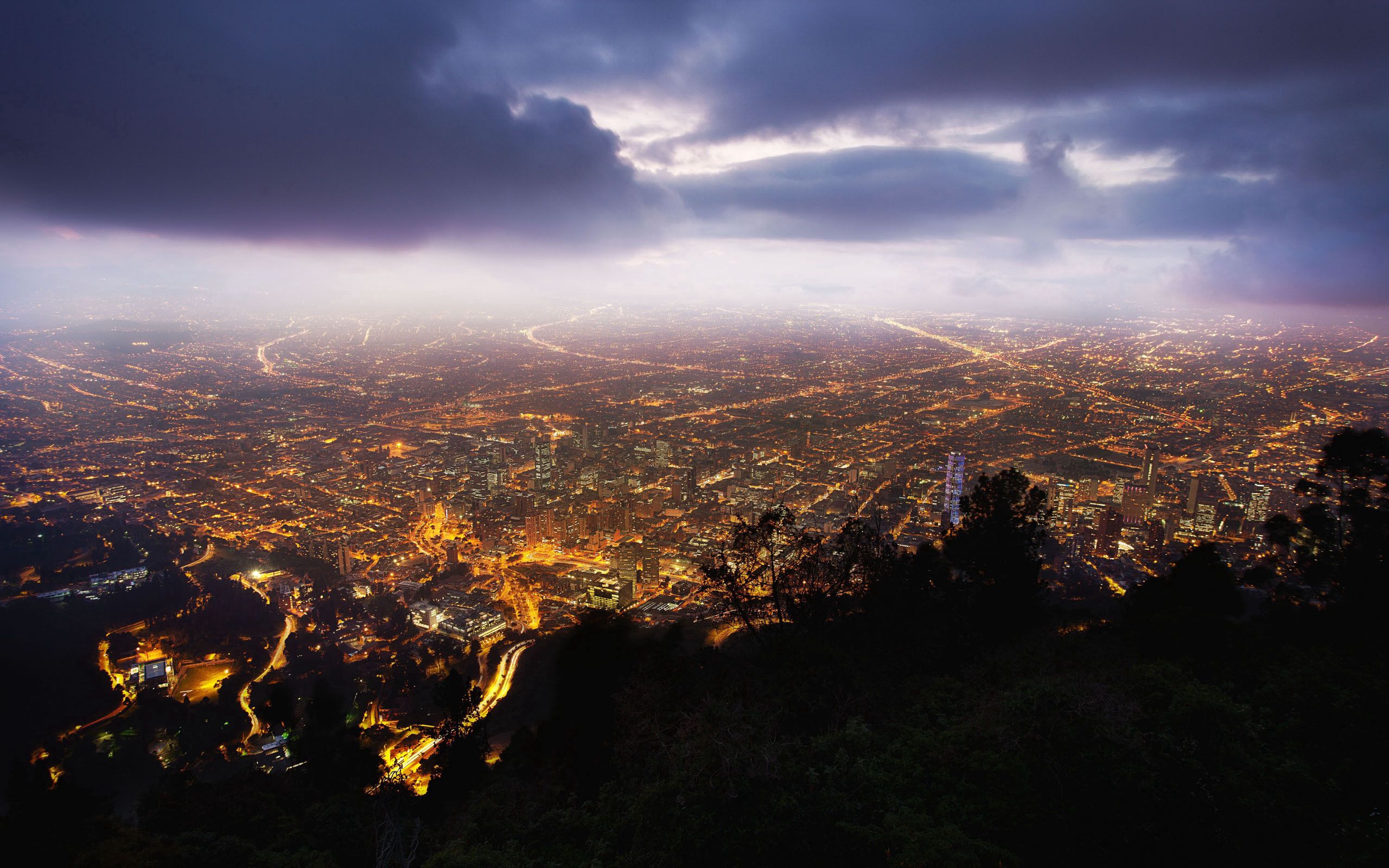 cities, night, view from above, colombia, bogota lock screen backgrounds