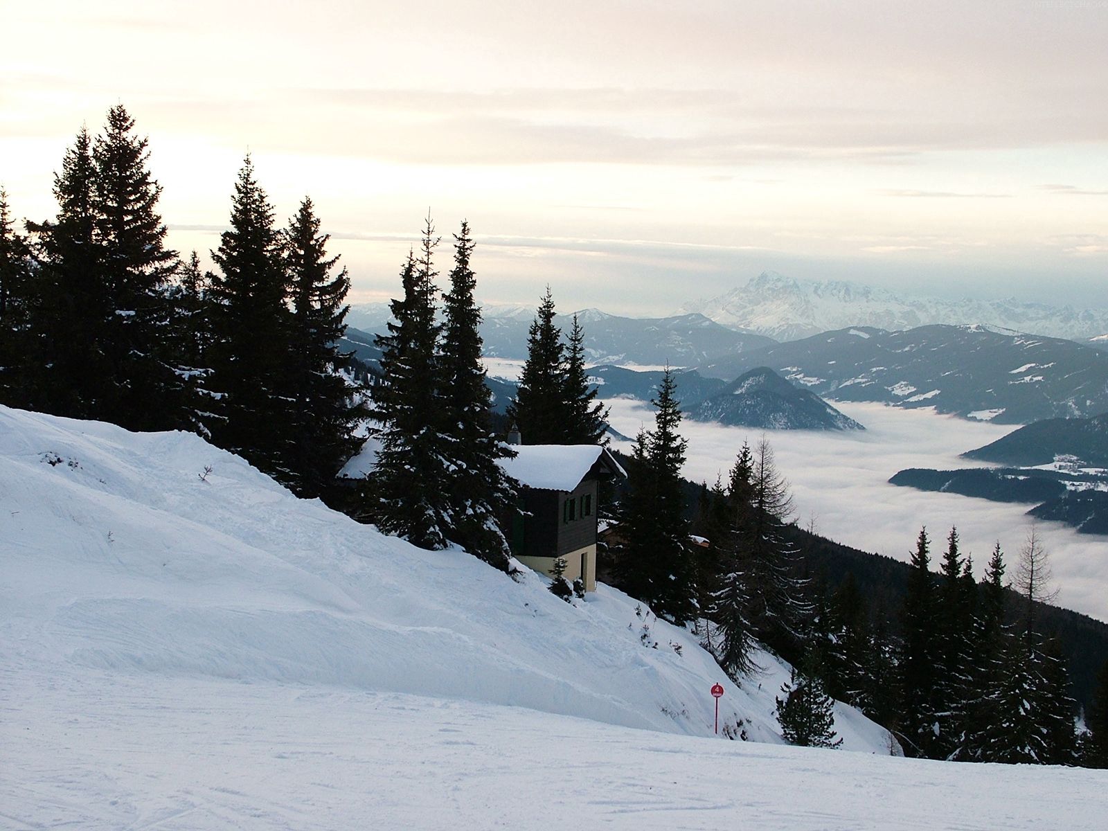 nature, house, slope, descent, ate, ski resort 1080p