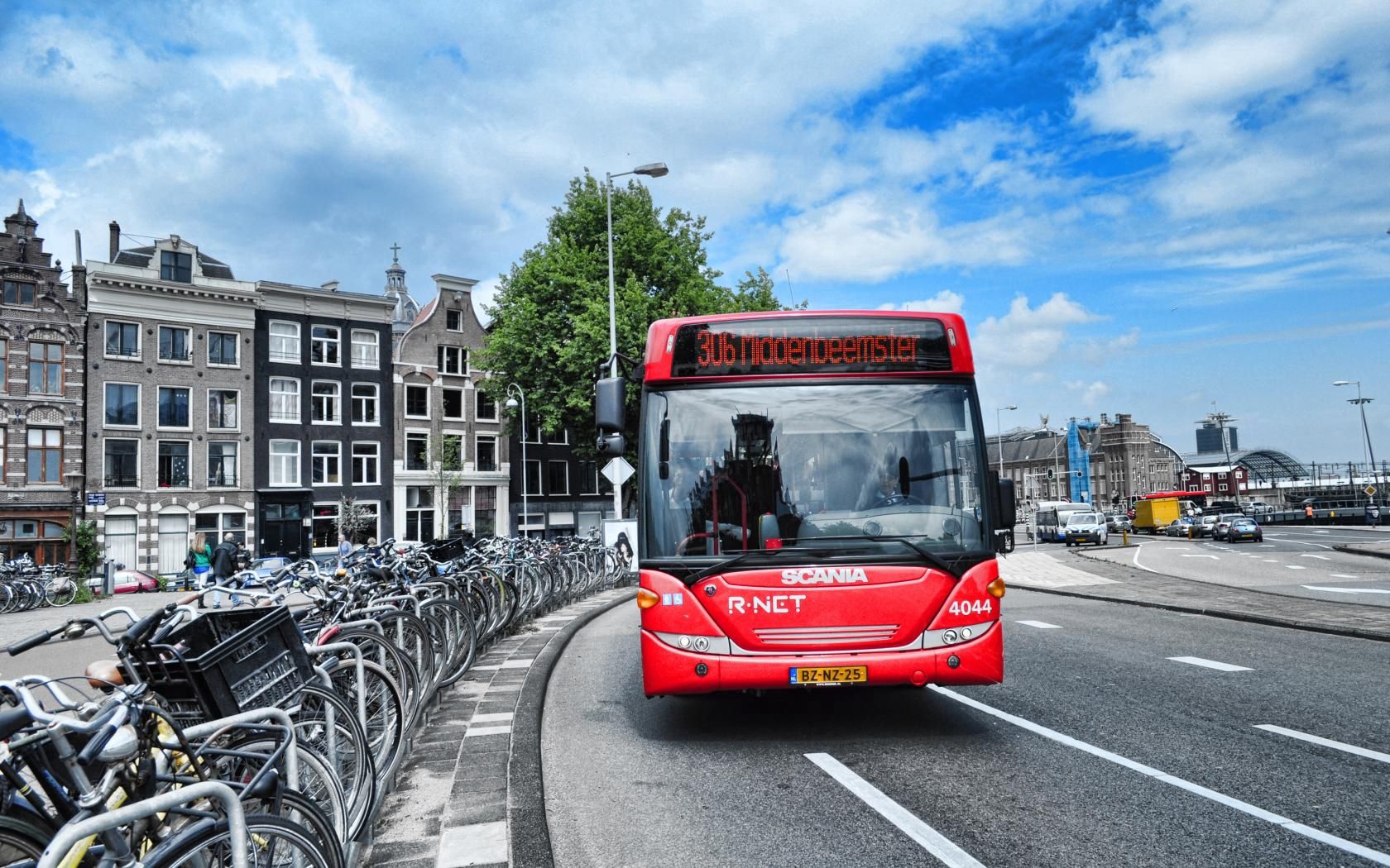 Download mobile wallpaper Cities, City, Amsterdam, Bus for free.