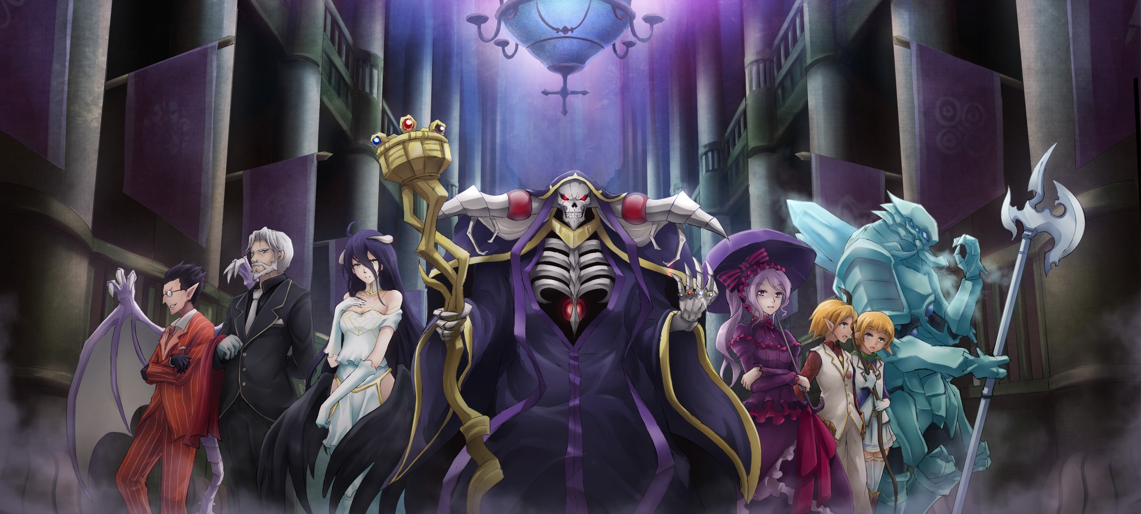 demiurge (overlord), cocytus (overlord), overlord, anime, ainz ooal gown, albedo (overlord), aura bella fiora, great tomb of nazarick, mare bello fiore, sebas tian, shalltear bloodfallen for android