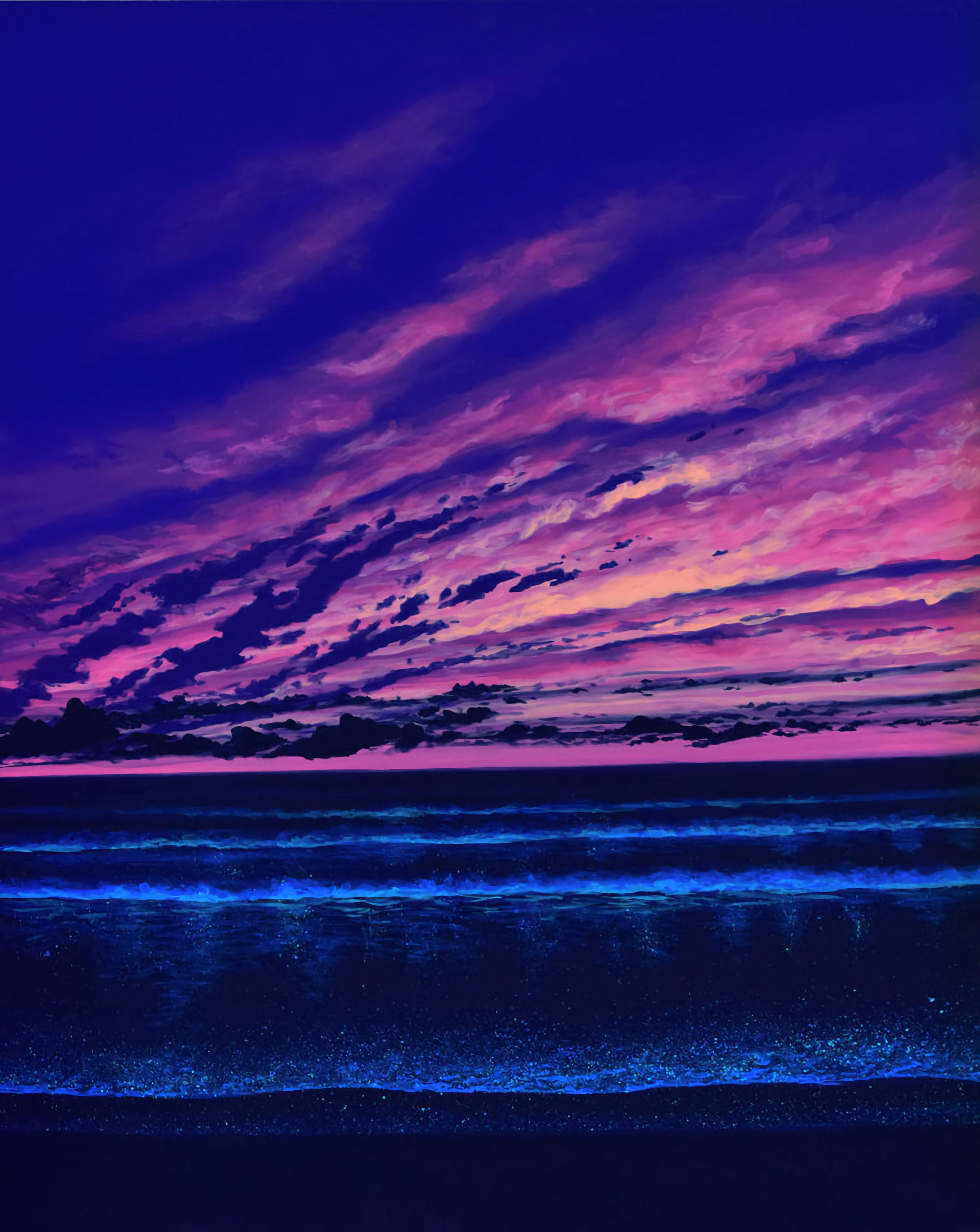 Download mobile wallpaper Night, Nature, Horizon, Sunset, Sea, Art for free.