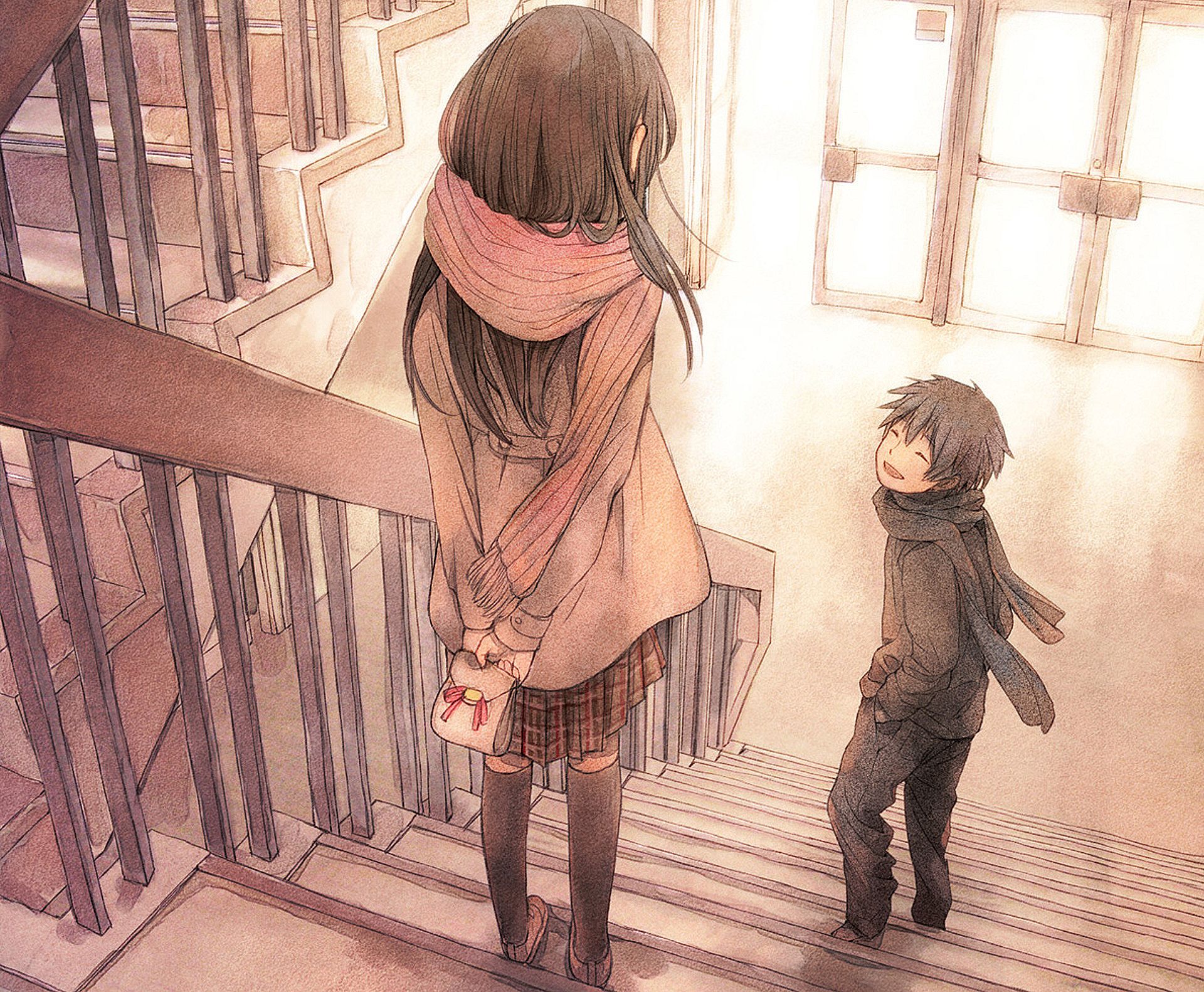 Anime - Boy And Girl, Different Background Wallpaper Download