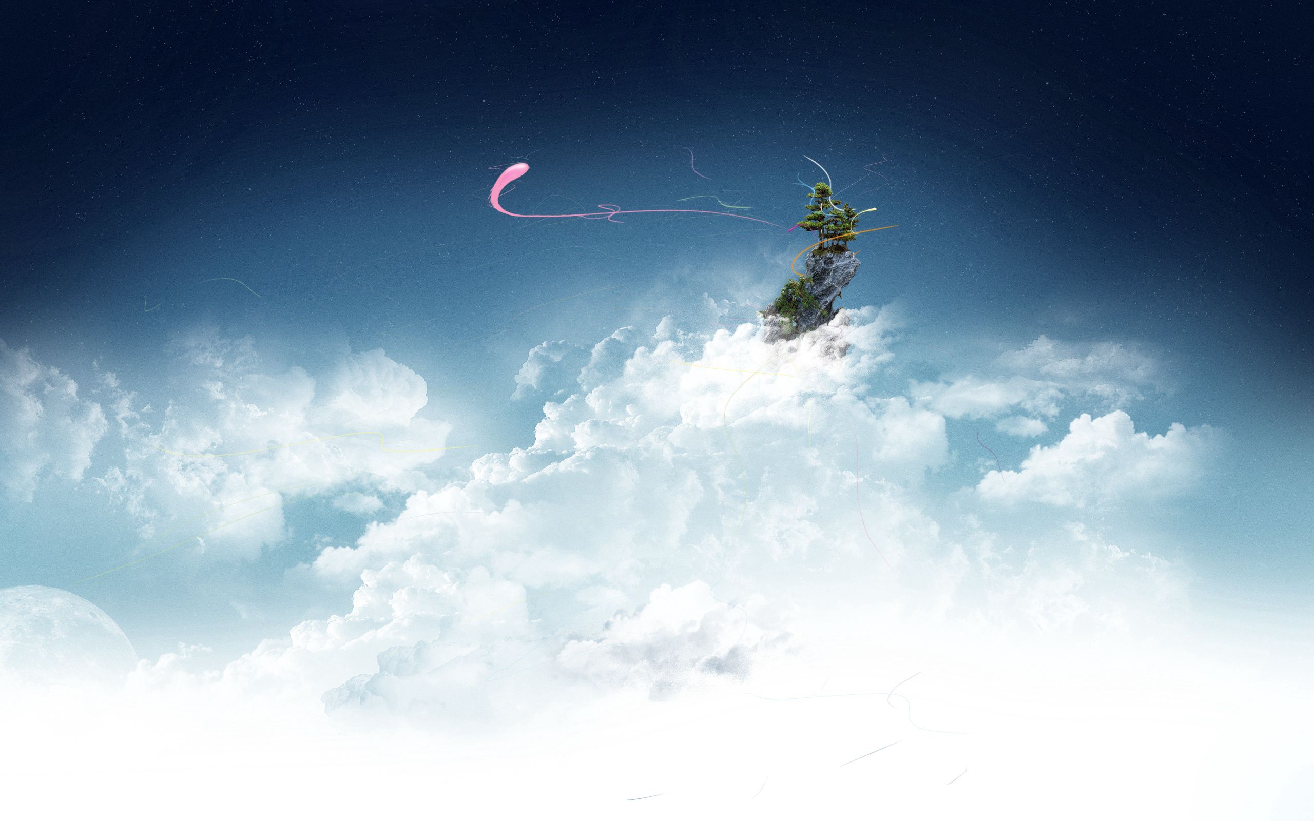Скачать обои бесплатно Облака, Небо, Острова, Абстракция картинка на рабочий стол ПК