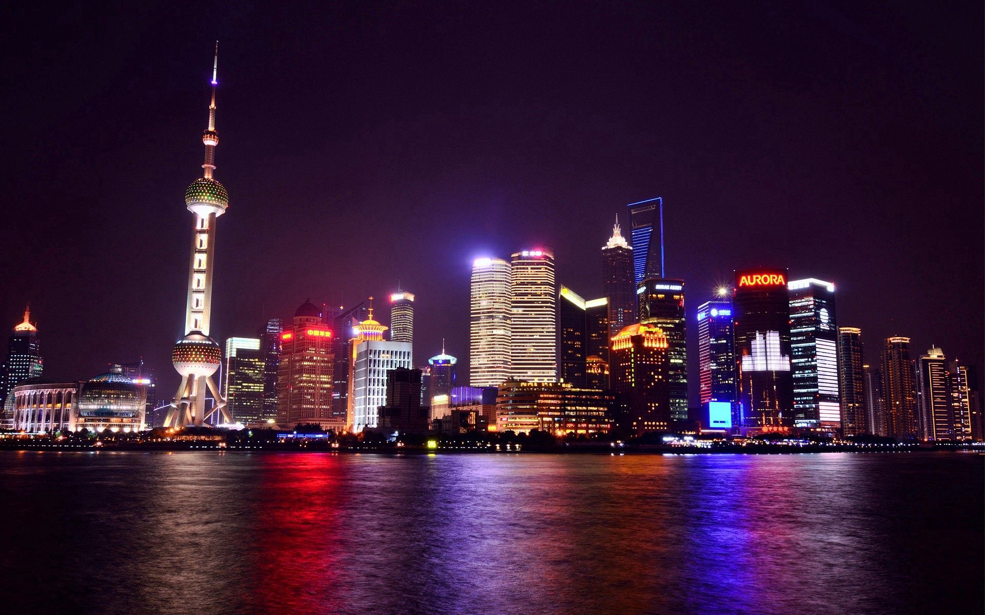 Handy-Wallpaper Städte, Night City, Lichter Der Stadt, City Lights, Shanghai, China, Nächtliche Stadt kostenlos herunterladen.