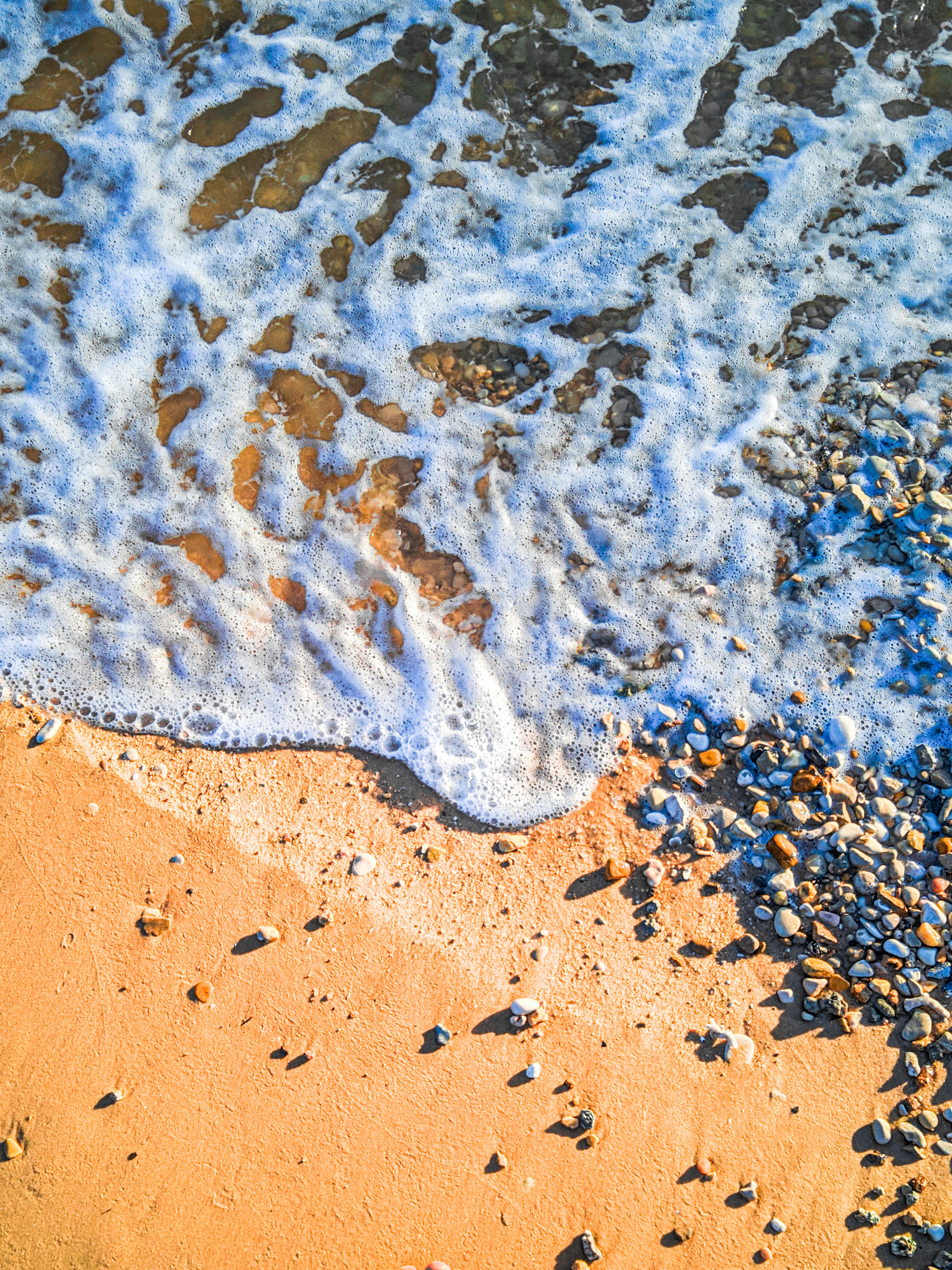 nature, pebble, sea, beach, sand, wave Desktop Wallpaper