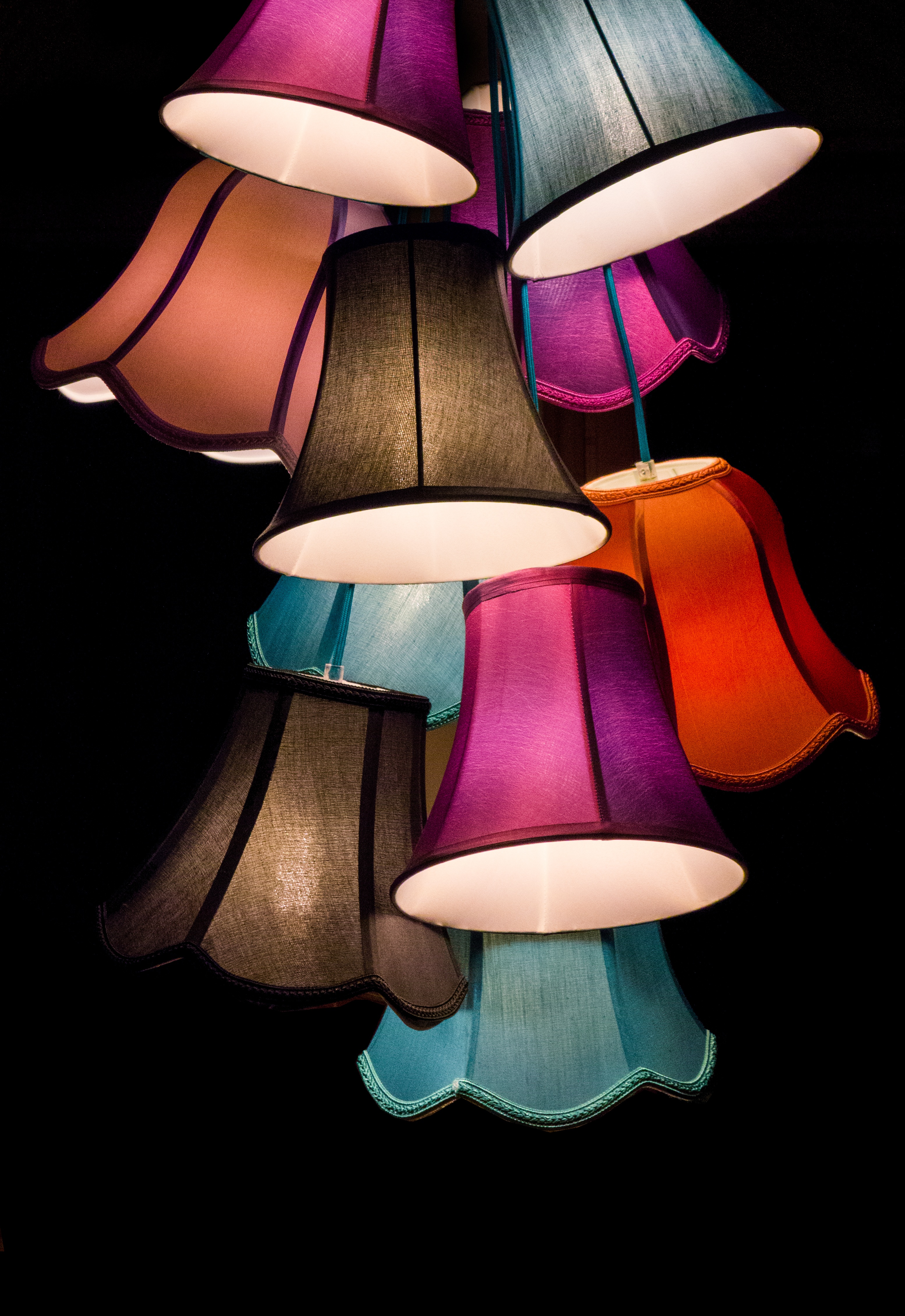 multicolored, lighting, illumination, motley, miscellanea, miscellaneous, lamp, lamps, shade, lampshade