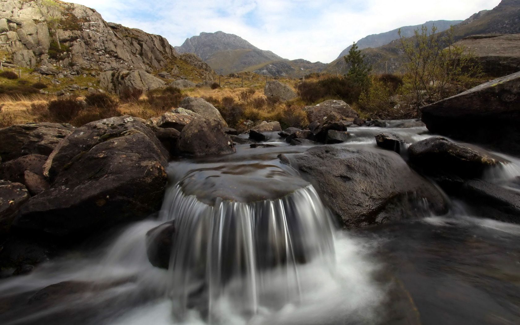 nature, mountain river, water, stones, flow, stream, gurgling, murmur
