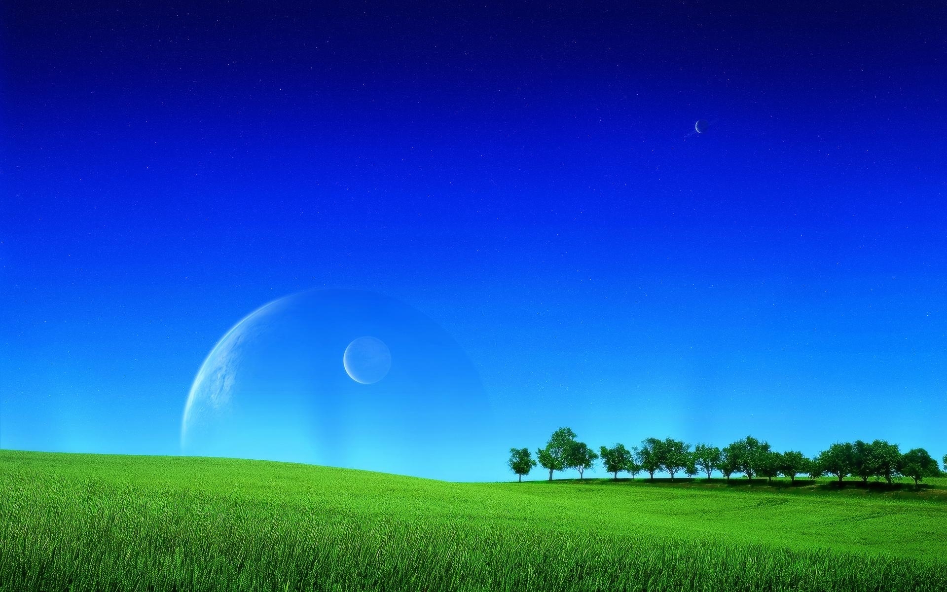 5791 Hintergrundbild herunterladen planets, landschaft, blau - Bildschirmschoner und Bilder kostenlos