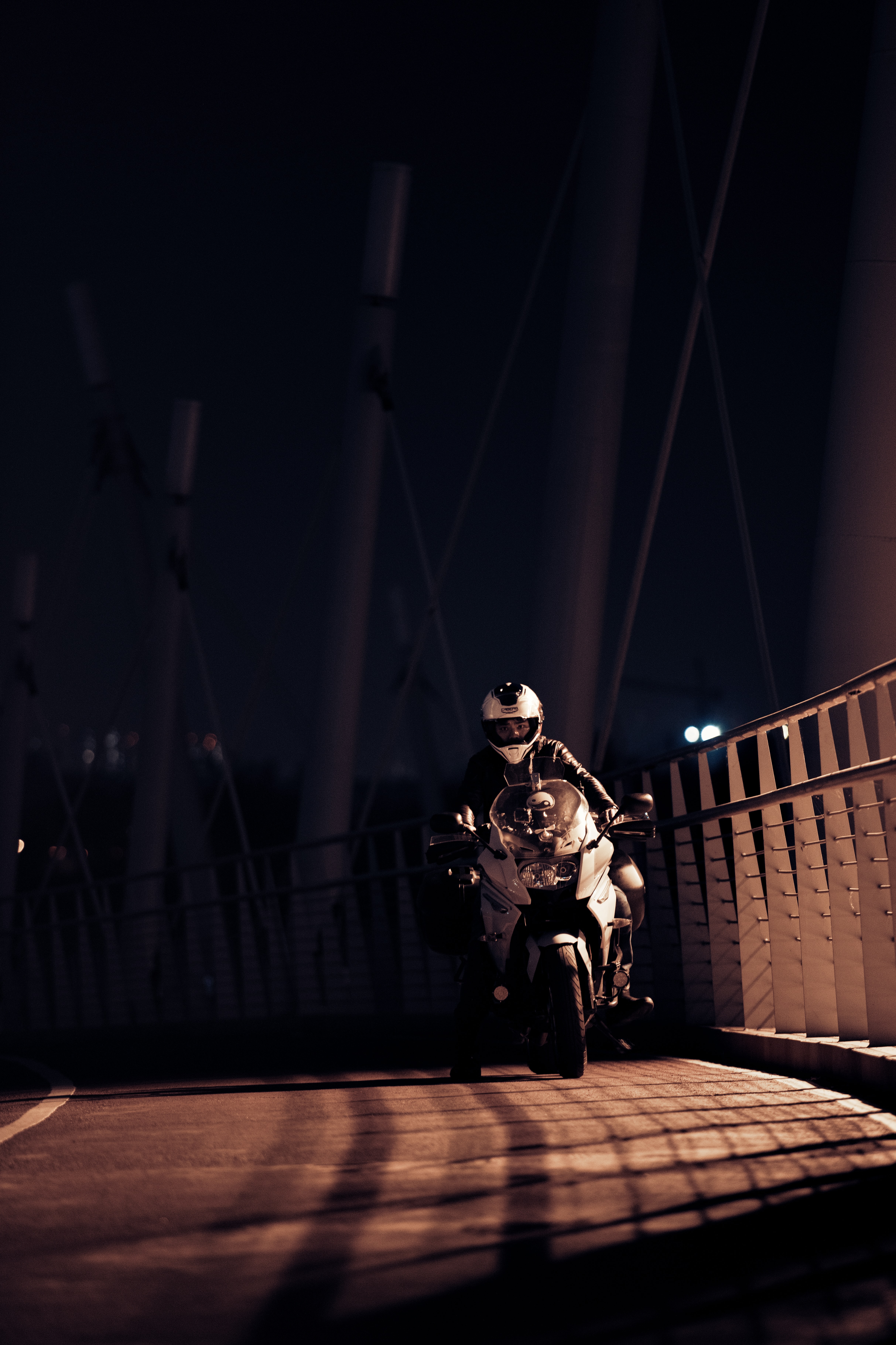 night, motorcycles, motorcyclist, helmet, motorcycle Desktop home screen Wallpaper