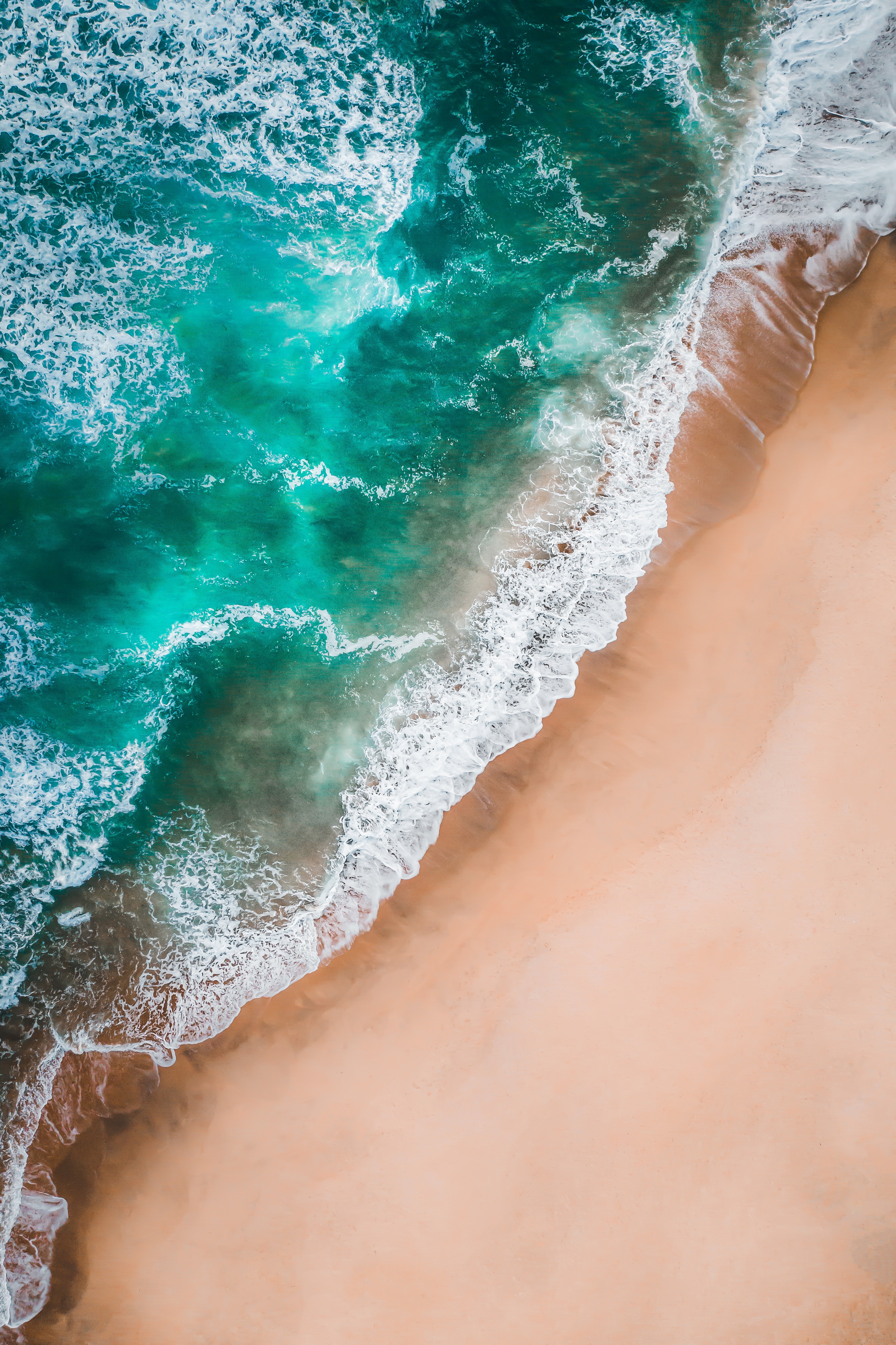 sea, nature, beach, waves, view from above Full HD