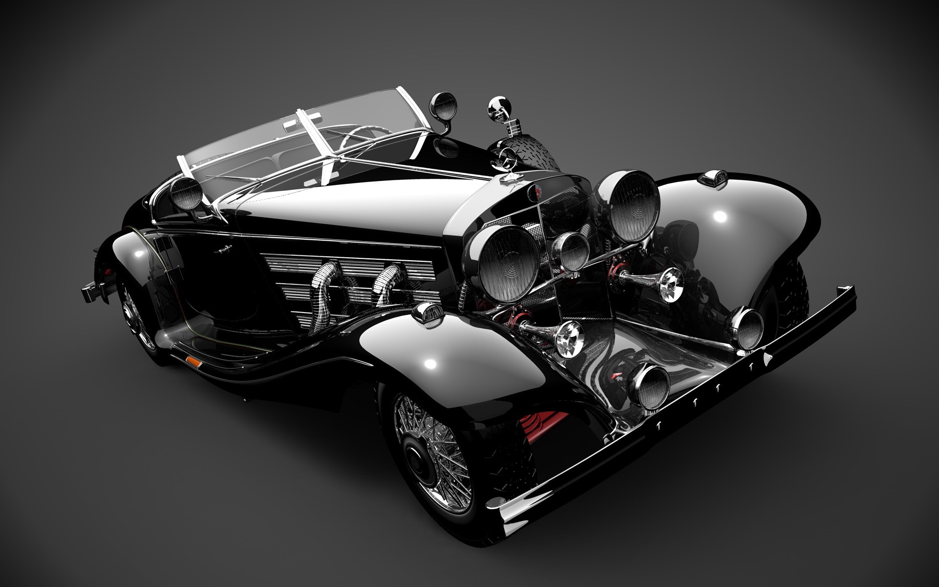 vehicles, black car, car, mercedes, roadster, vehicle, vintage car, mercedes benz 500k High Definition image