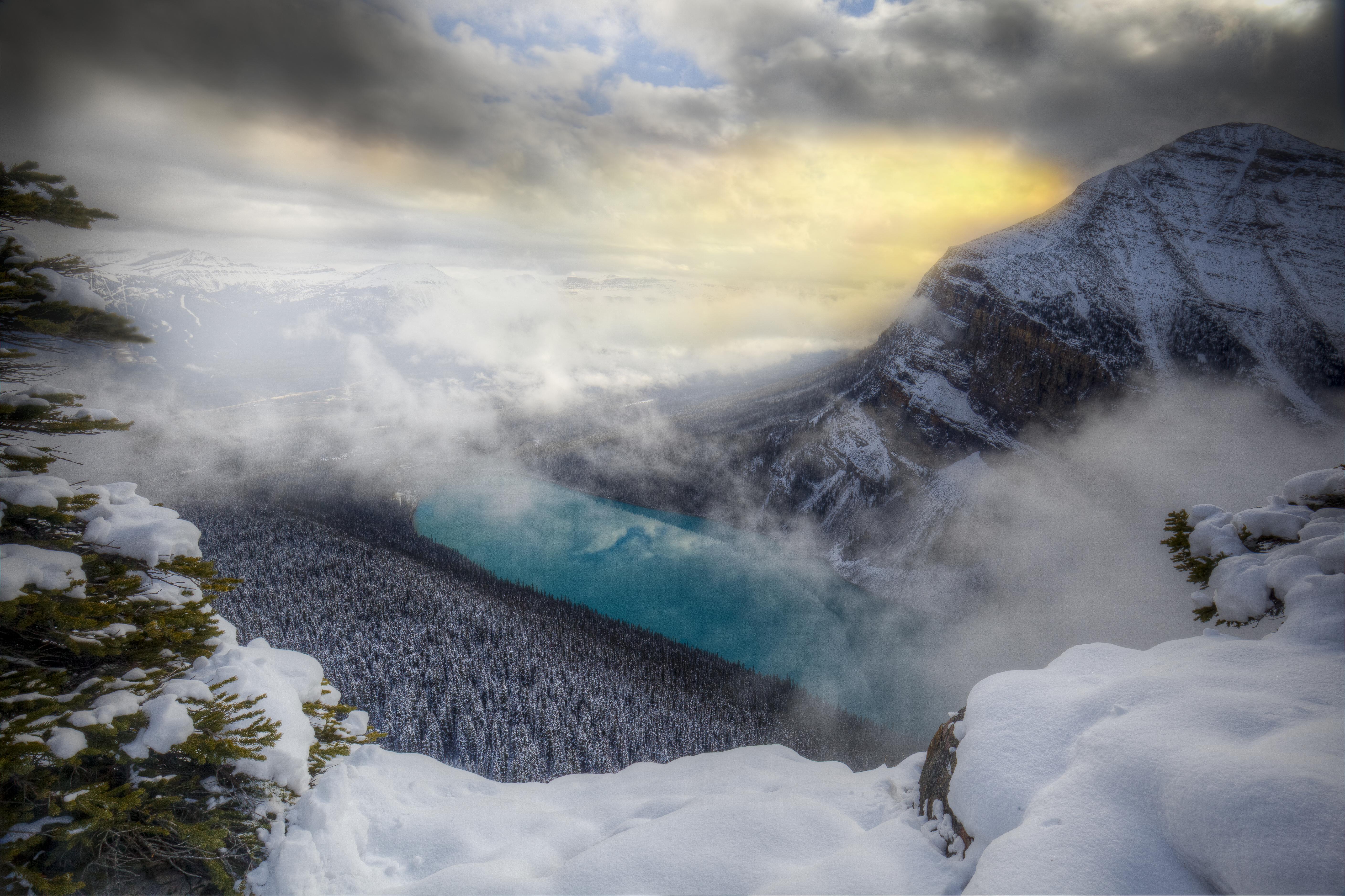 earth, lake louise, alberta, banff national park, banff, canada, winter, lakes HD wallpaper