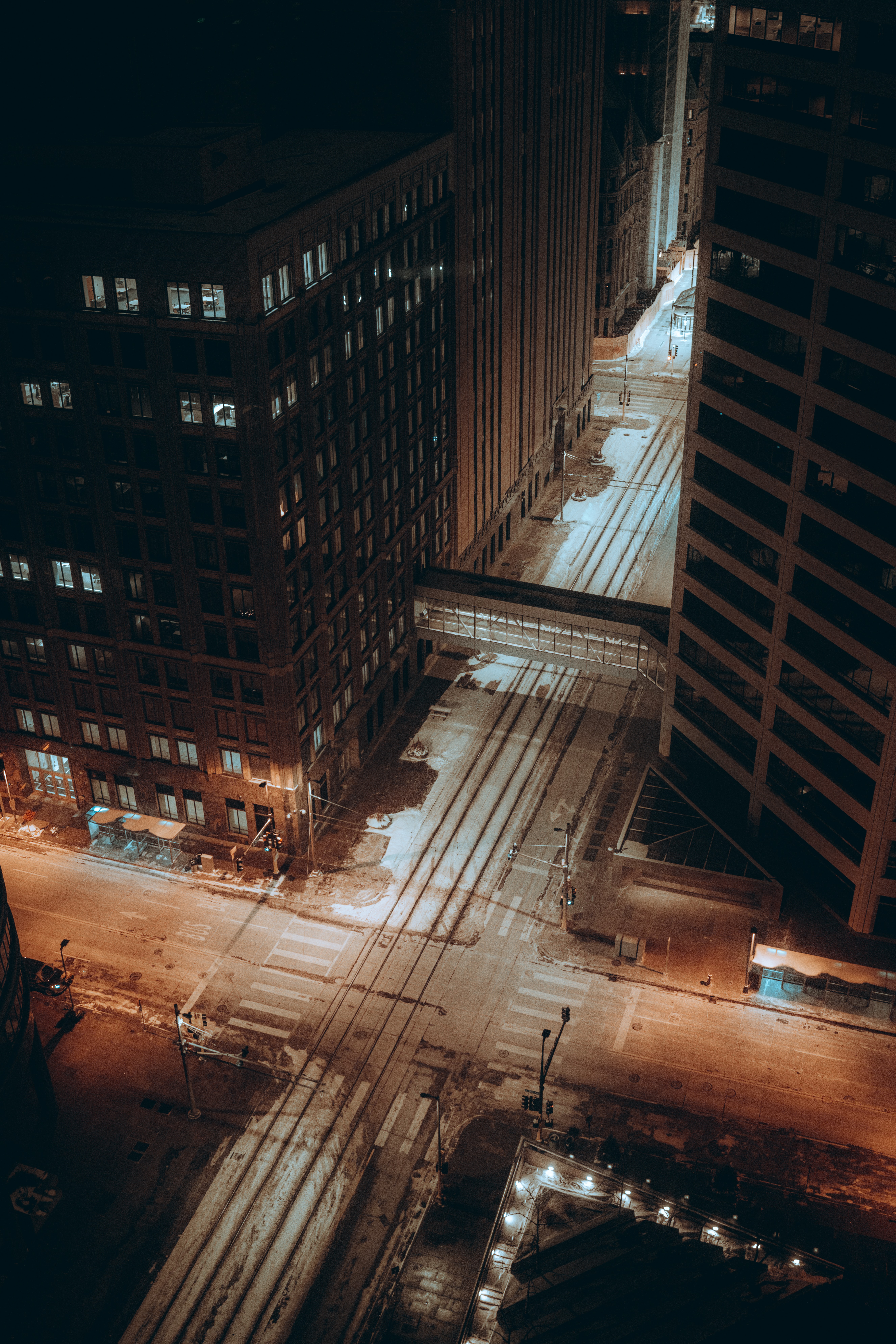 night, streets, cities, roads, city, building, view from above