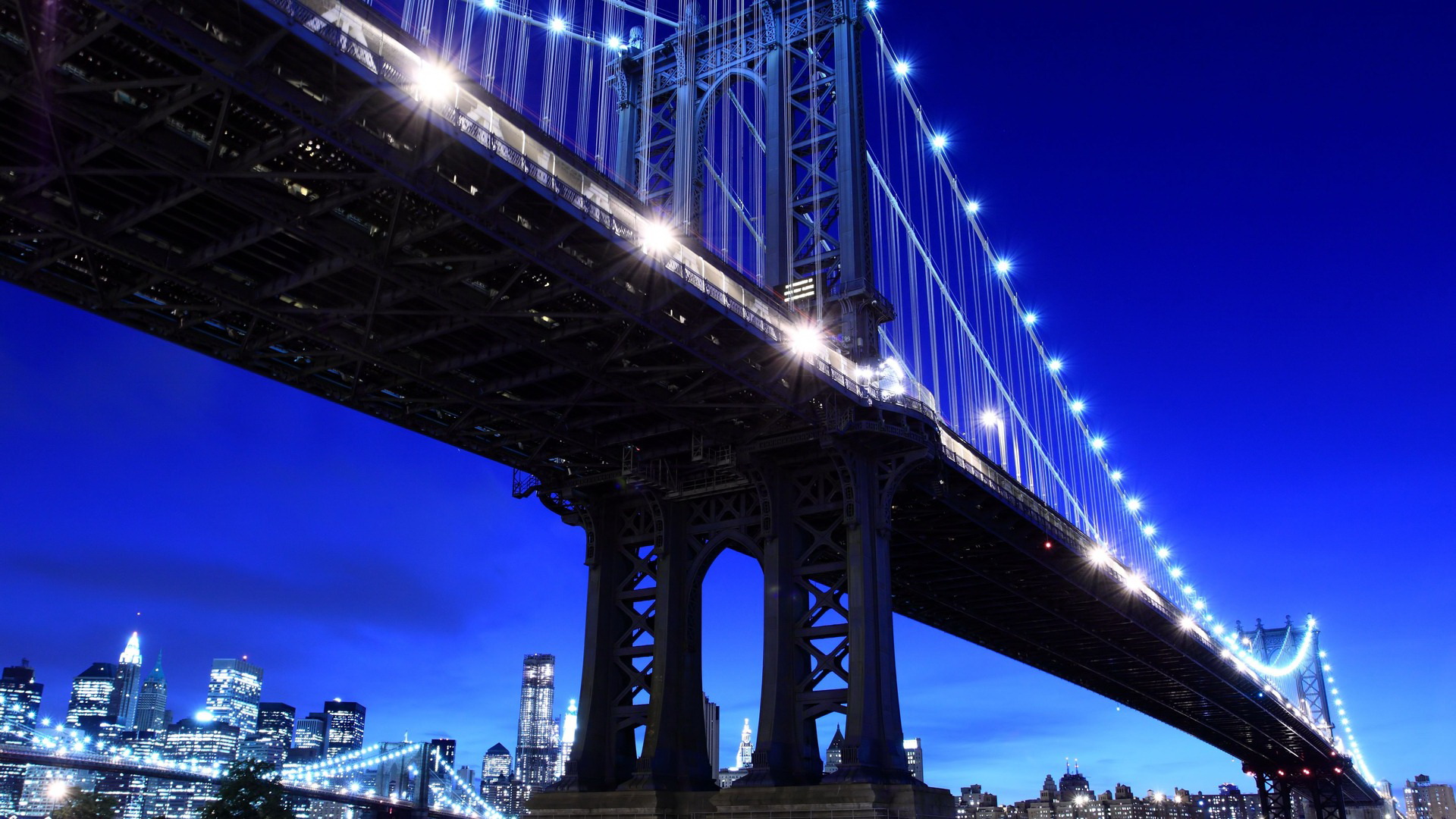 Бруклинский мост Нью-Йорк ночью