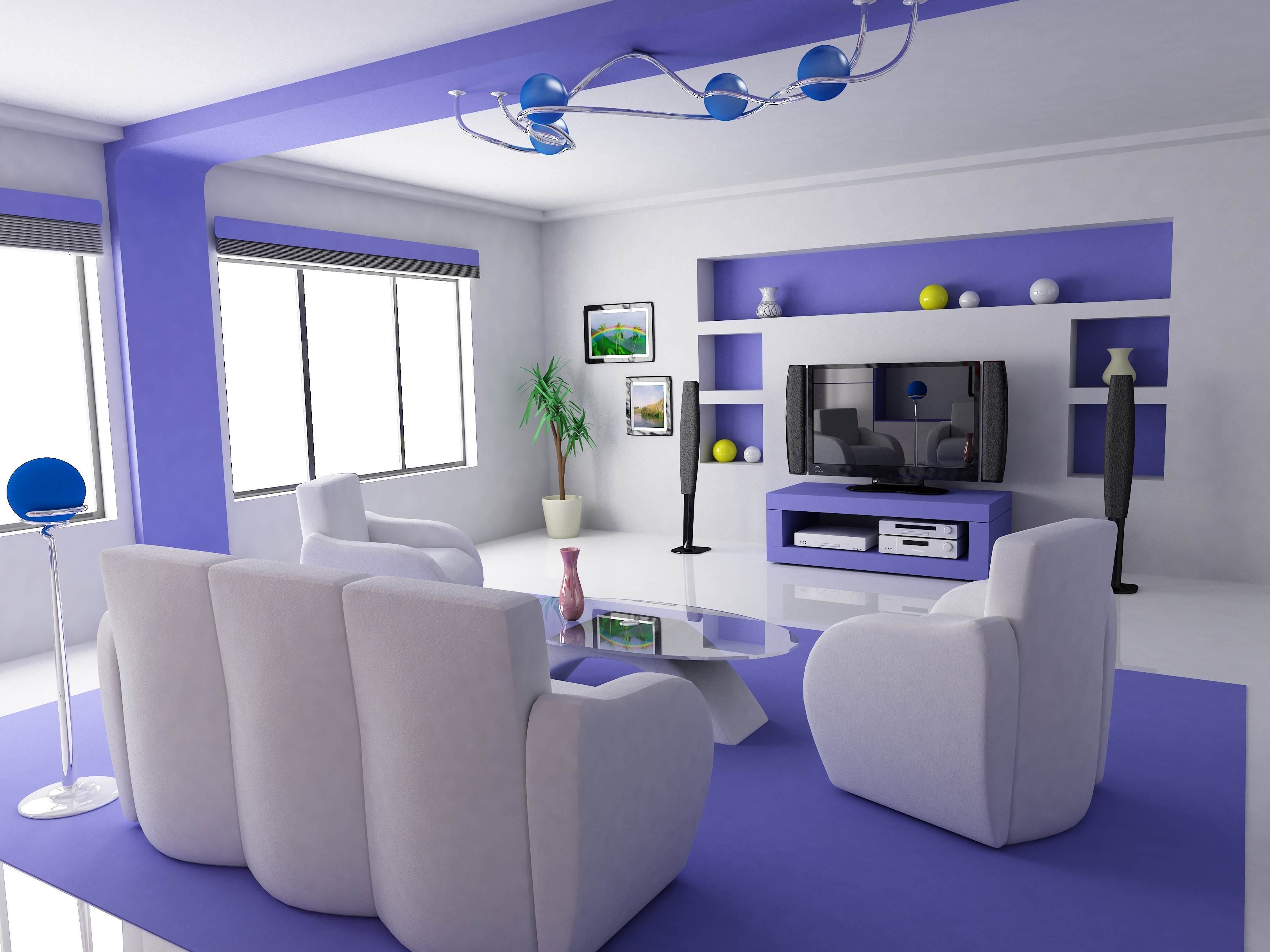 graphics, cinema, interior, miscellanea, miscellaneous, design, sofa, living room, chairs, chandelier, armchairs 4K Ultra
