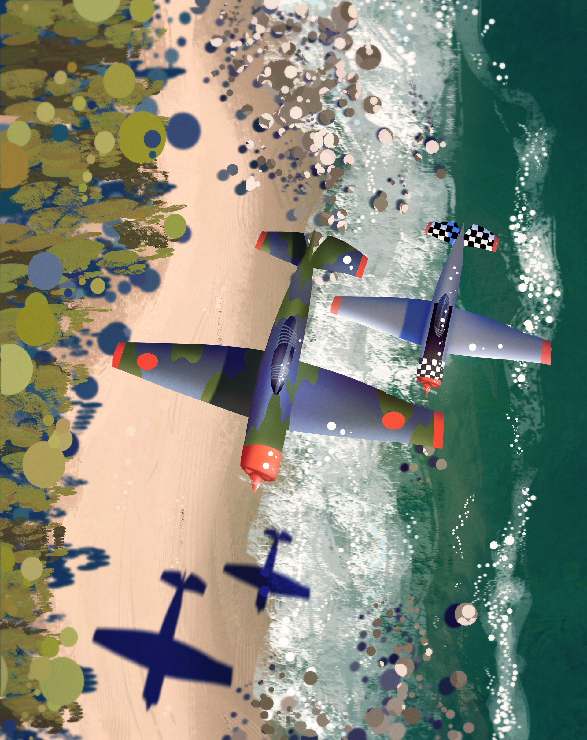 Download mobile wallpaper View From Above, Flight, Airplanes, Art for free.