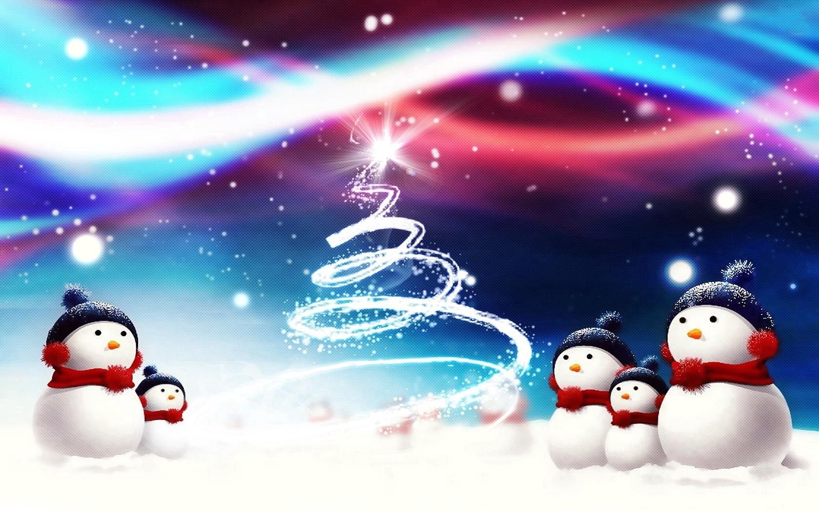 118048 Hintergrundbild herunterladen weihnachtsbaum, feiertage, weihnachten, neujahr, schneemann, silhouette, neues jahr, attribut - Bildschirmschoner und Bilder kostenlos