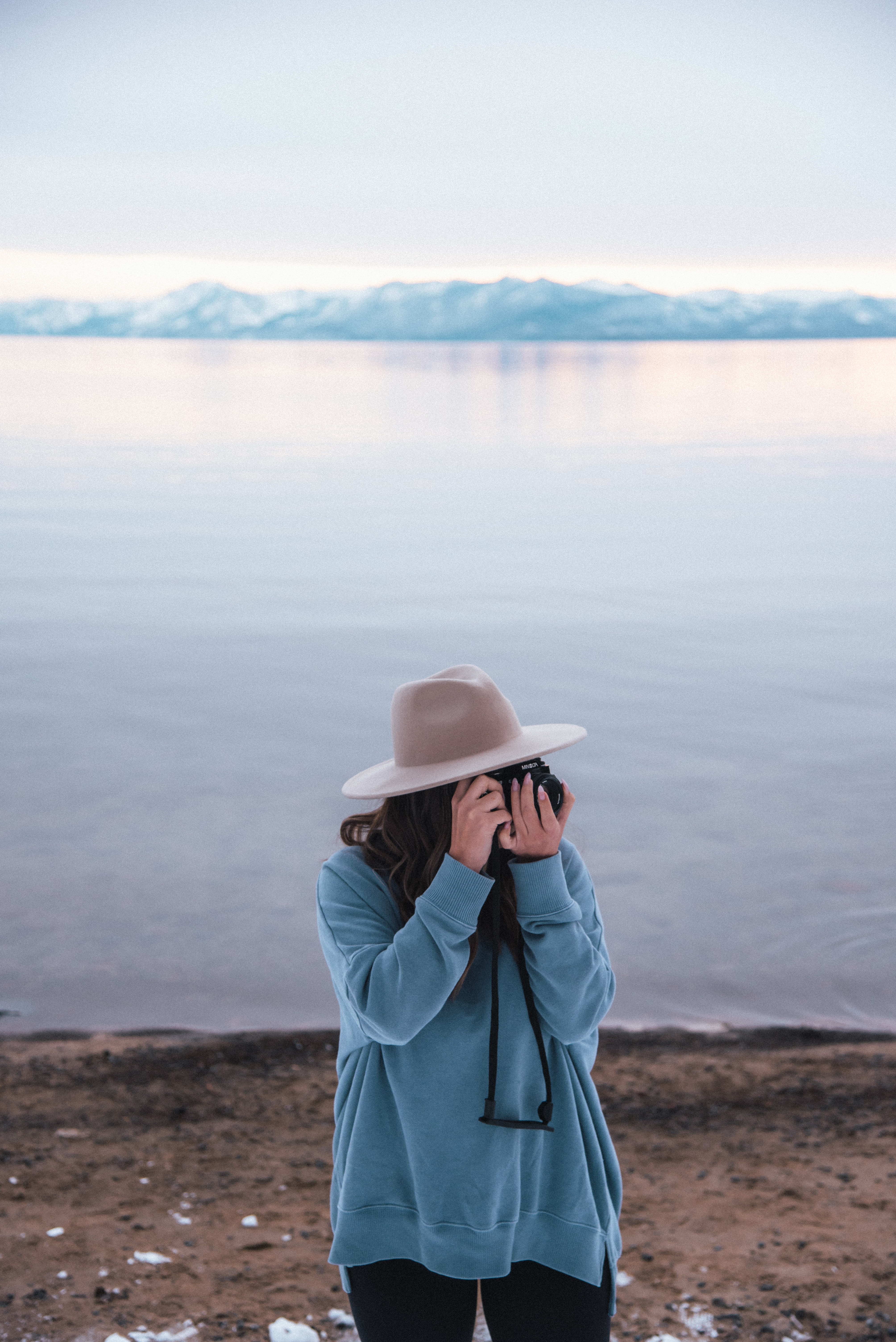 Download mobile wallpaper Photographer, Miscellaneous, Miscellanea, Hat, Nature, Girl, Camera for free.