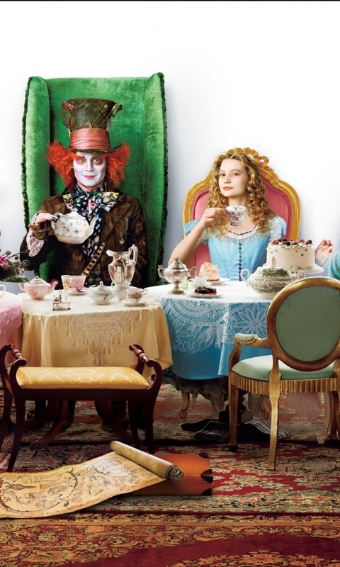 movie, alice in wonderland (2010), queen of hearts, mia wasikowska, mad hatter, white queen (alice in wonderland), alice (alice in wonderland), johnny depp, anne hathaway, cheshire cat, helena bonham carter