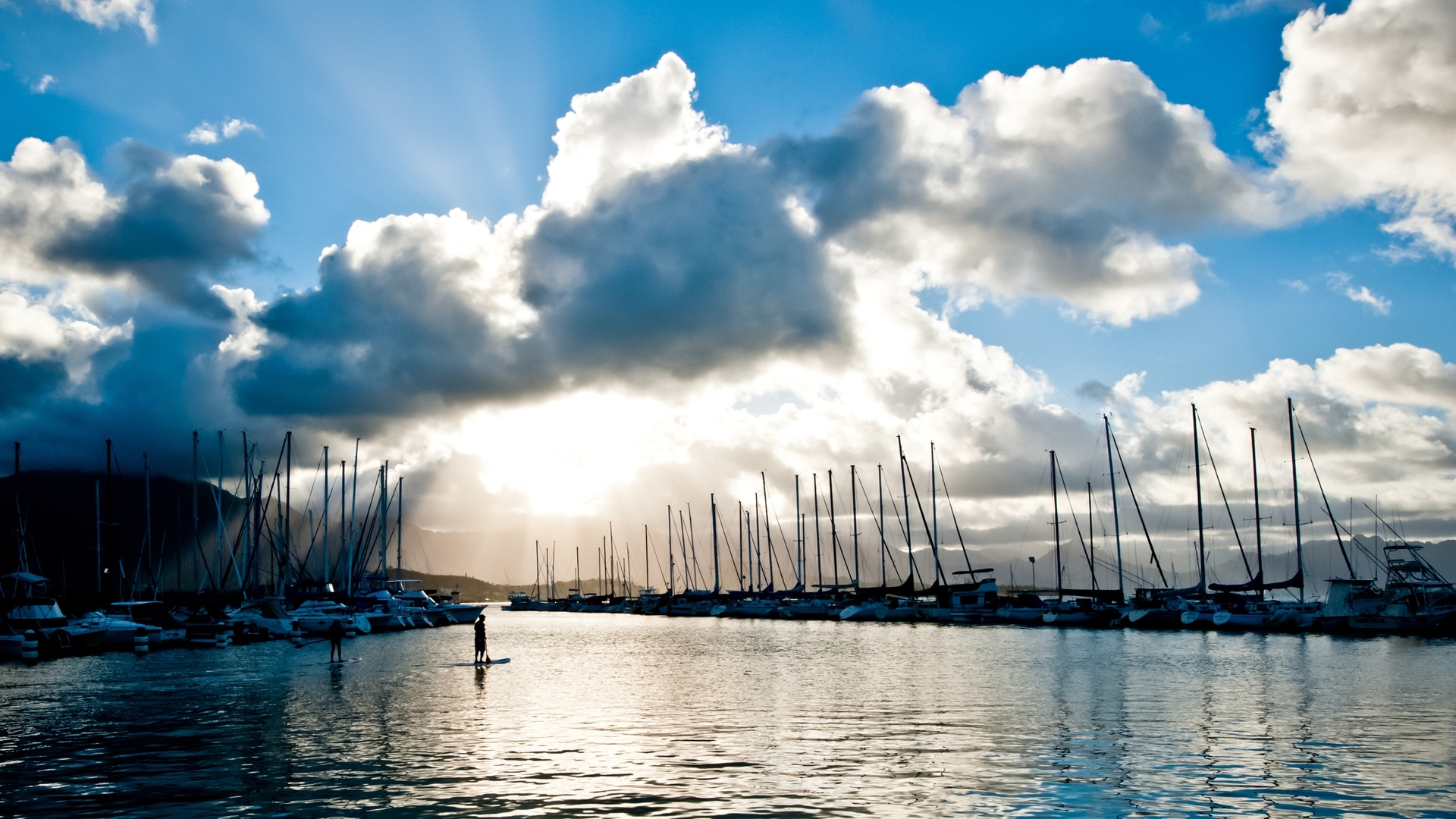 landscape, rivers, clouds, yachts wallpaper for mobile
