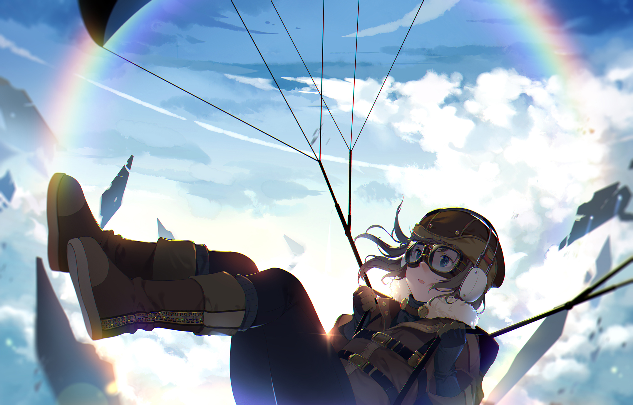 wallpapers anime, original, parachuting