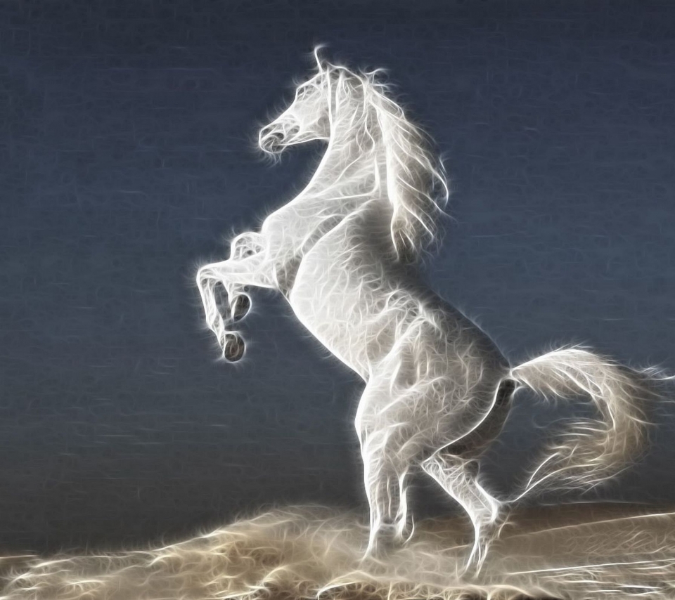 1197273 descargar fondo de pantalla animales, caballo, blanco, fractales, semental: protectores de pantalla e imágenes gratis