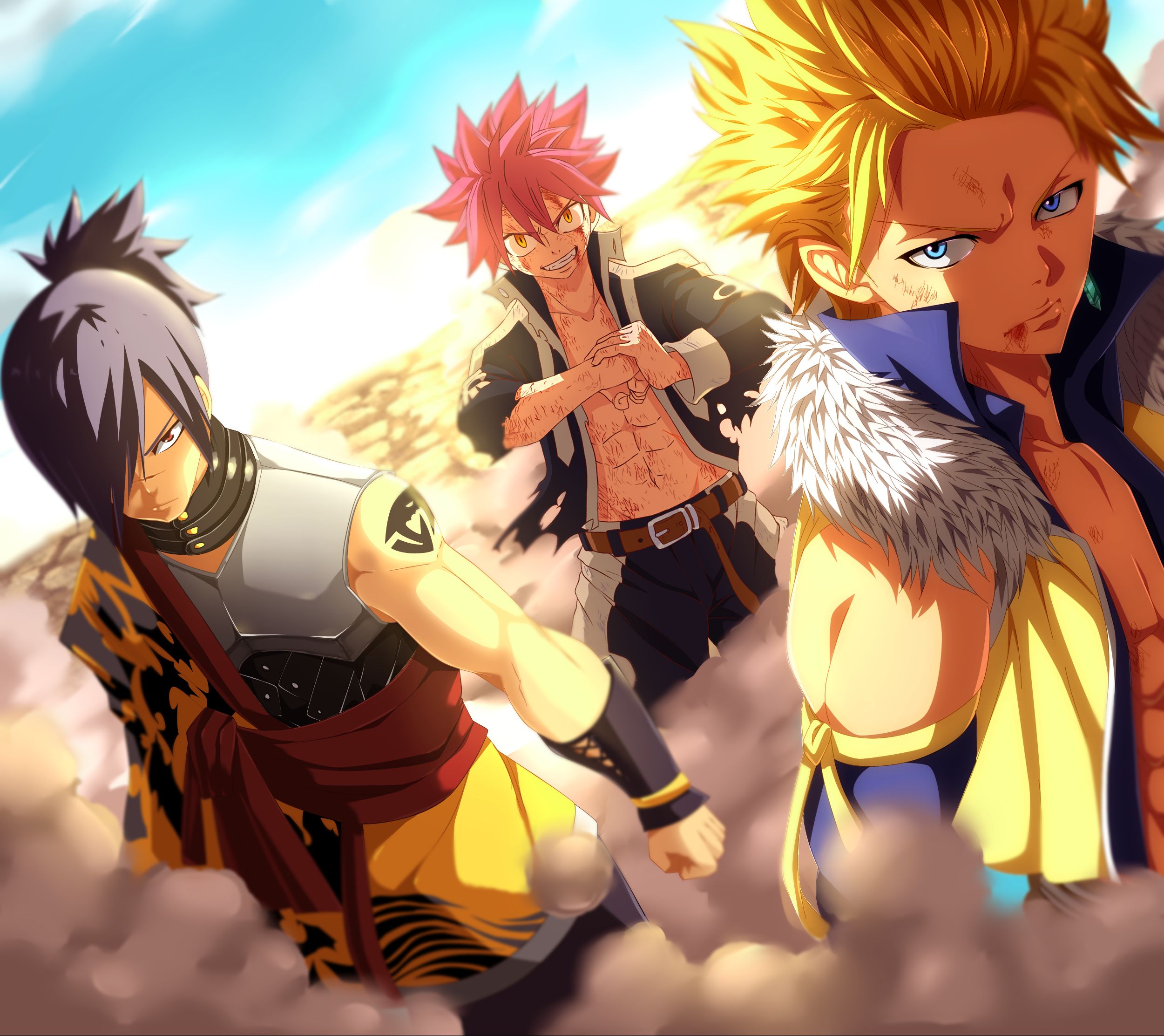 fairy tail, anime, natsu dragneel, rogue cheney, sabertooth (fairy tail), sting eucliffe