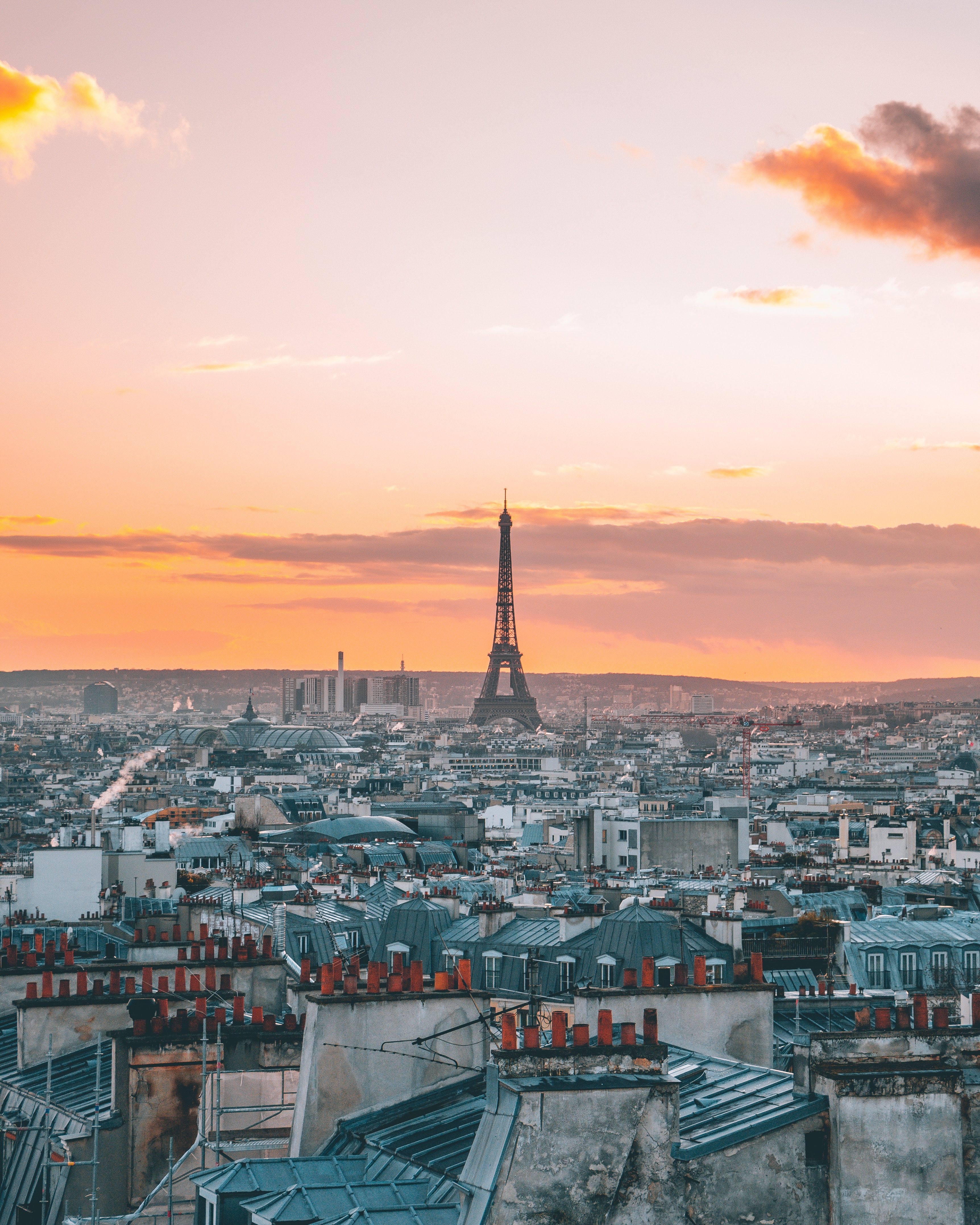 120693 免費下載壁紙 城市, 日落, 巴黎, 艾菲尔铁塔, 从上面看, 顶视图, 法国 屏保和圖片