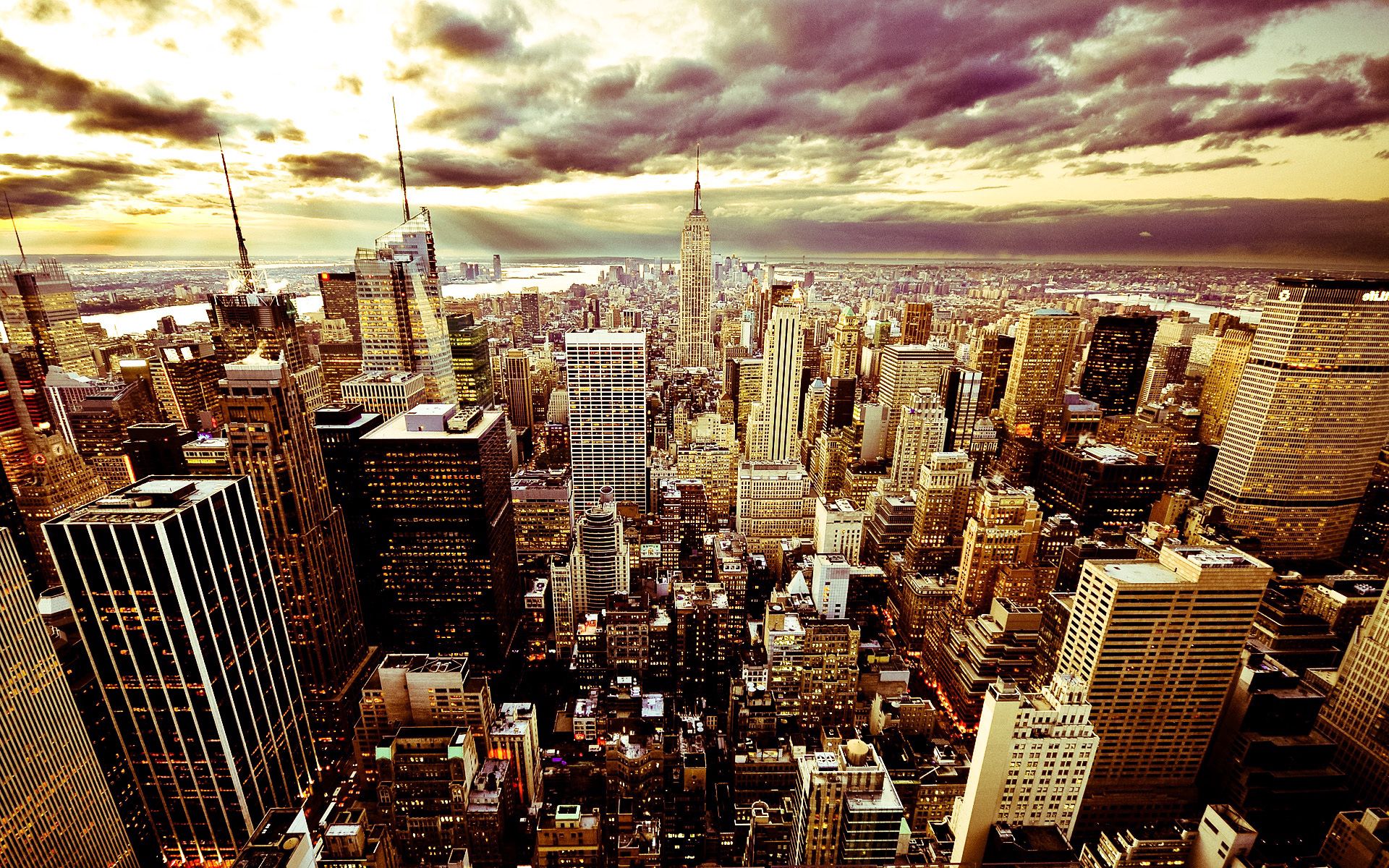 skyscrapers, usa, america, cities, sky, clouds, city, building, evening, united states, new york, handsomely, it's beautiful, ny