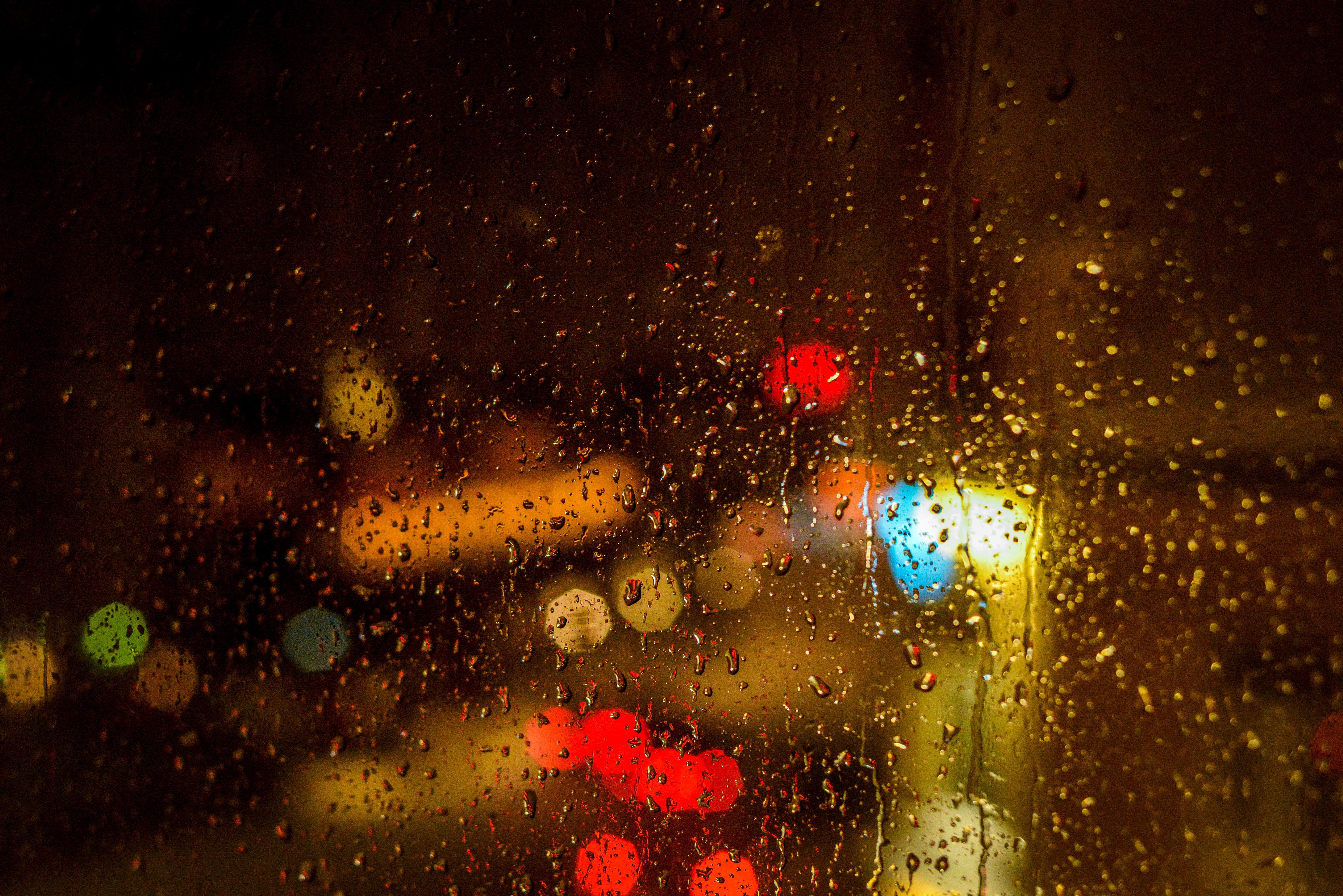 glare, rain, drops, miscellanea, miscellaneous, multicolored, motley, blur, smooth Full HD