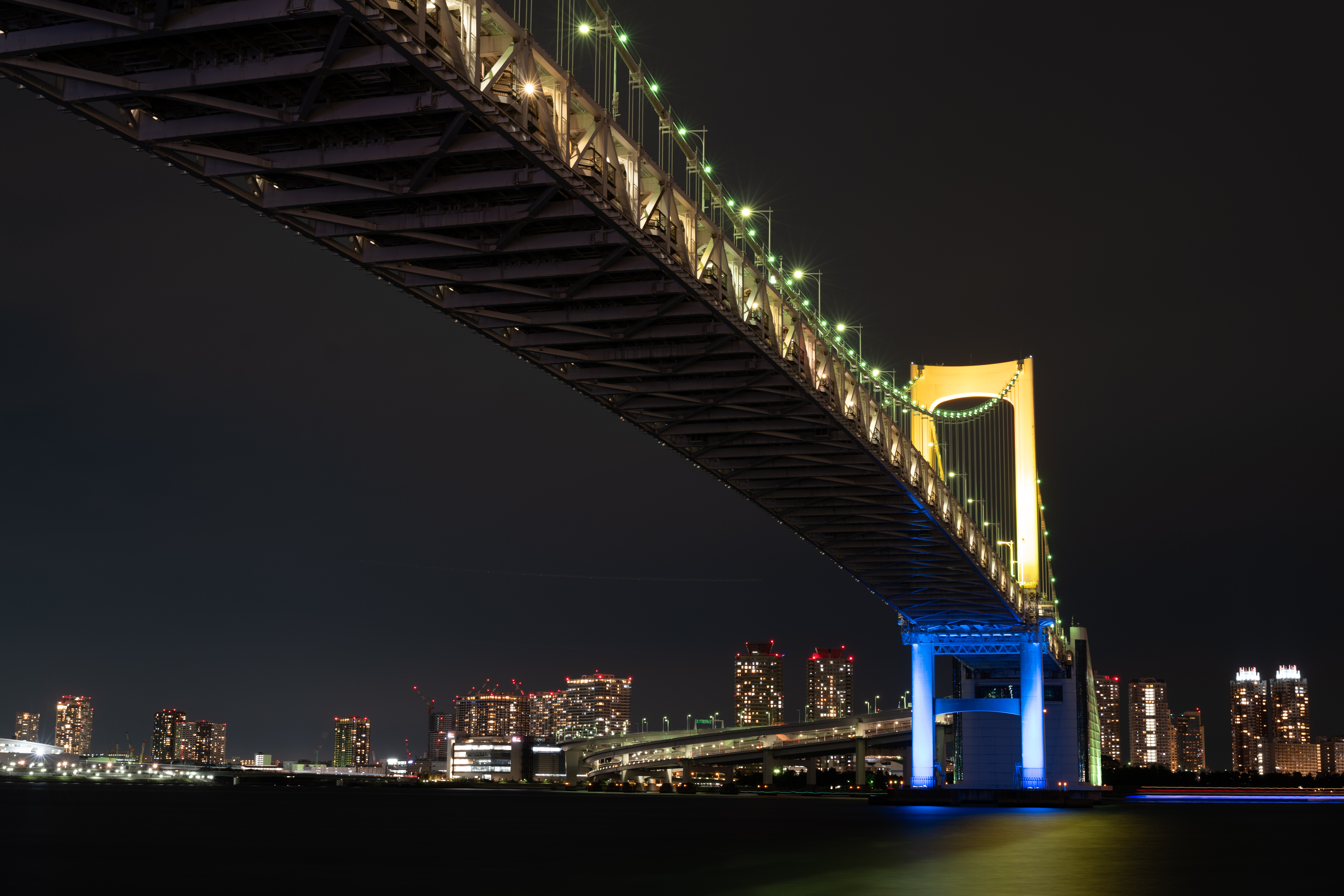 Laden Sie das Städte, Night City, Lichter Der Stadt, Hintergrundbeleuchtung, Nächtliche Stadt, City Lights, Beleuchtung, Tokio, Tokyo, Brücke-Bild kostenlos auf Ihren PC-Desktop herunter