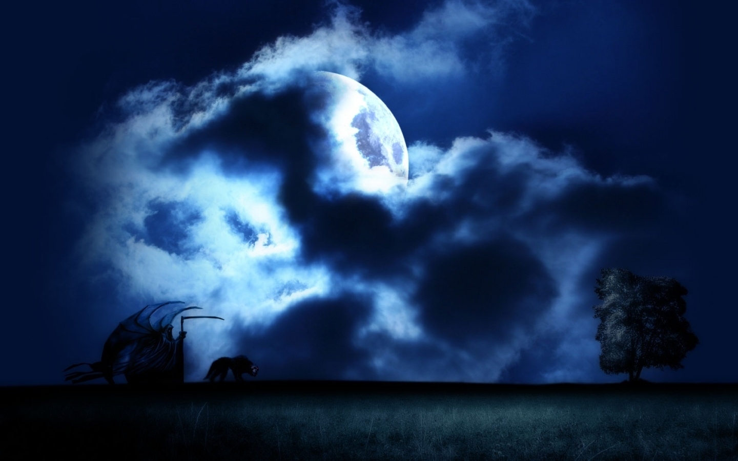 Download mobile wallpaper Night, Moon, Fantasy for free.