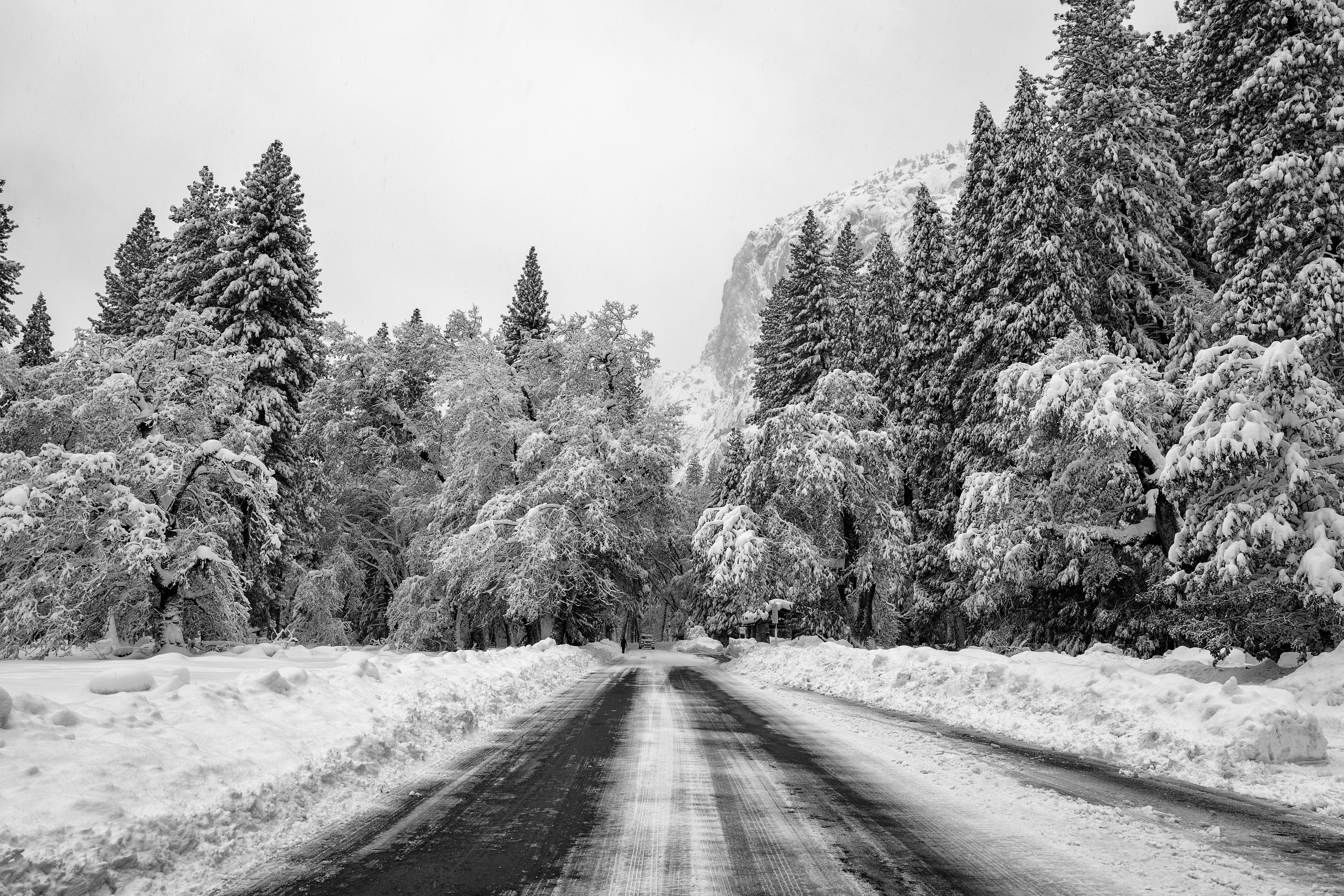 102786 Hintergrundbild herunterladen winter, natur, schnee, berg, straße, senke, tal - Bildschirmschoner und Bilder kostenlos