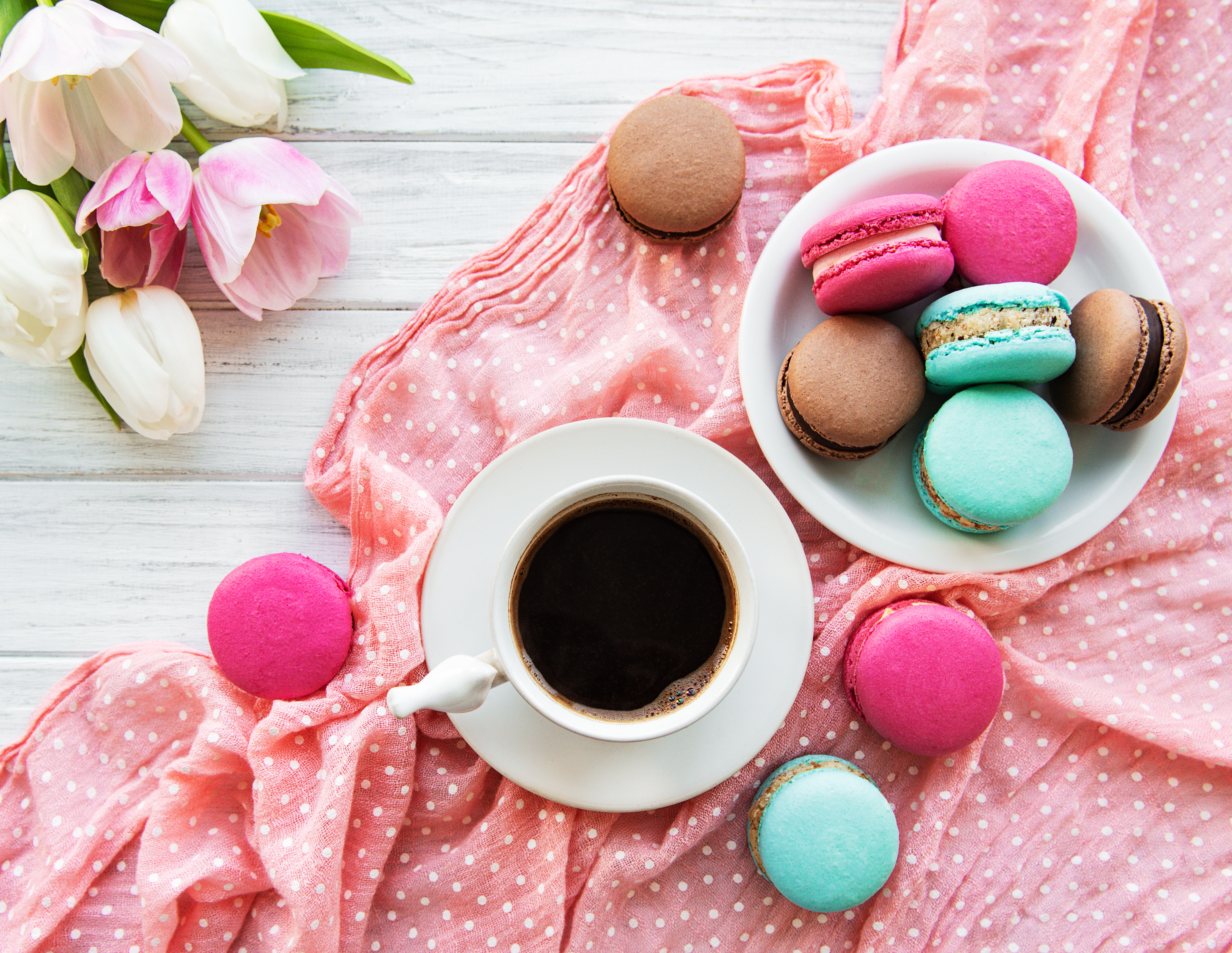 Free download wallpaper Food, Coffee, Still Life, Cup, Sweets, Macaron on your PC desktop