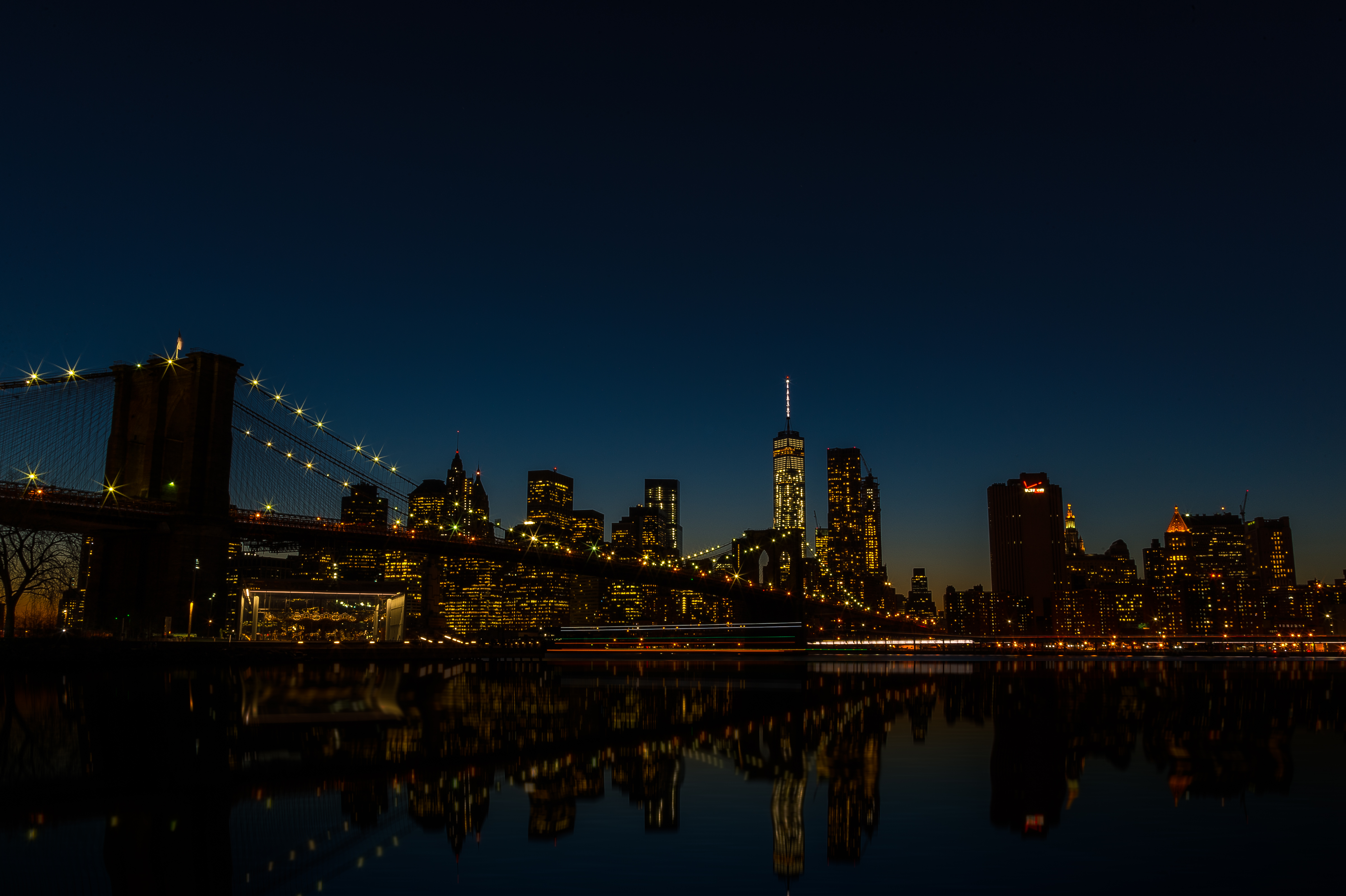 Ночной Нью-Йорк Бруклинский мост