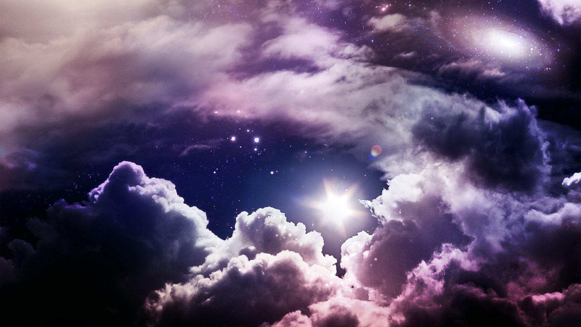 Free download wallpaper Sky, Starry Sky, Earth, Galaxy, Purple, Cloud on your PC desktop