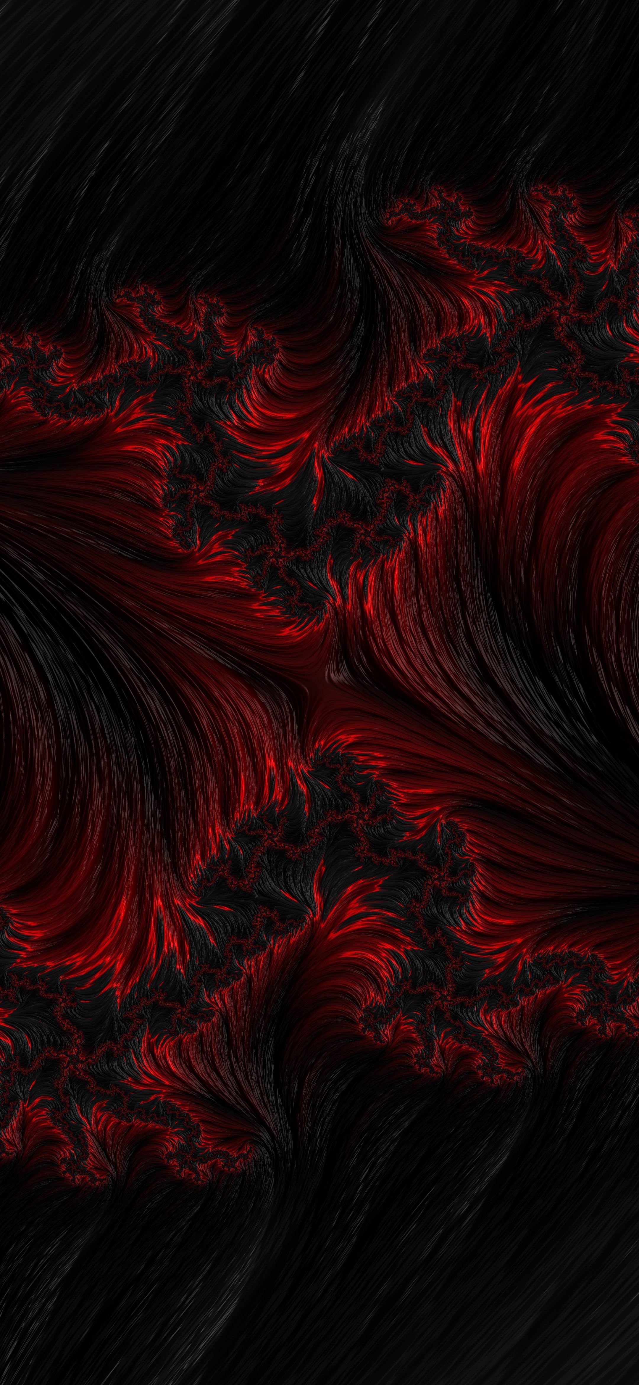 black, wavy, abstract, red, fractal