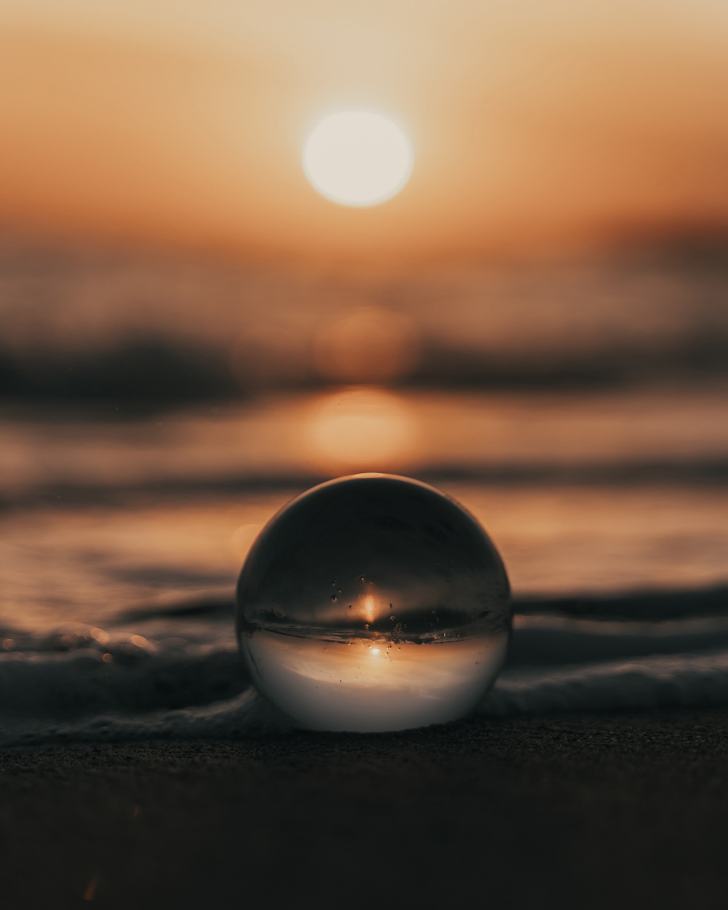 crystal ball, sea, miscellaneous, sunset, beach, miscellanea, ball