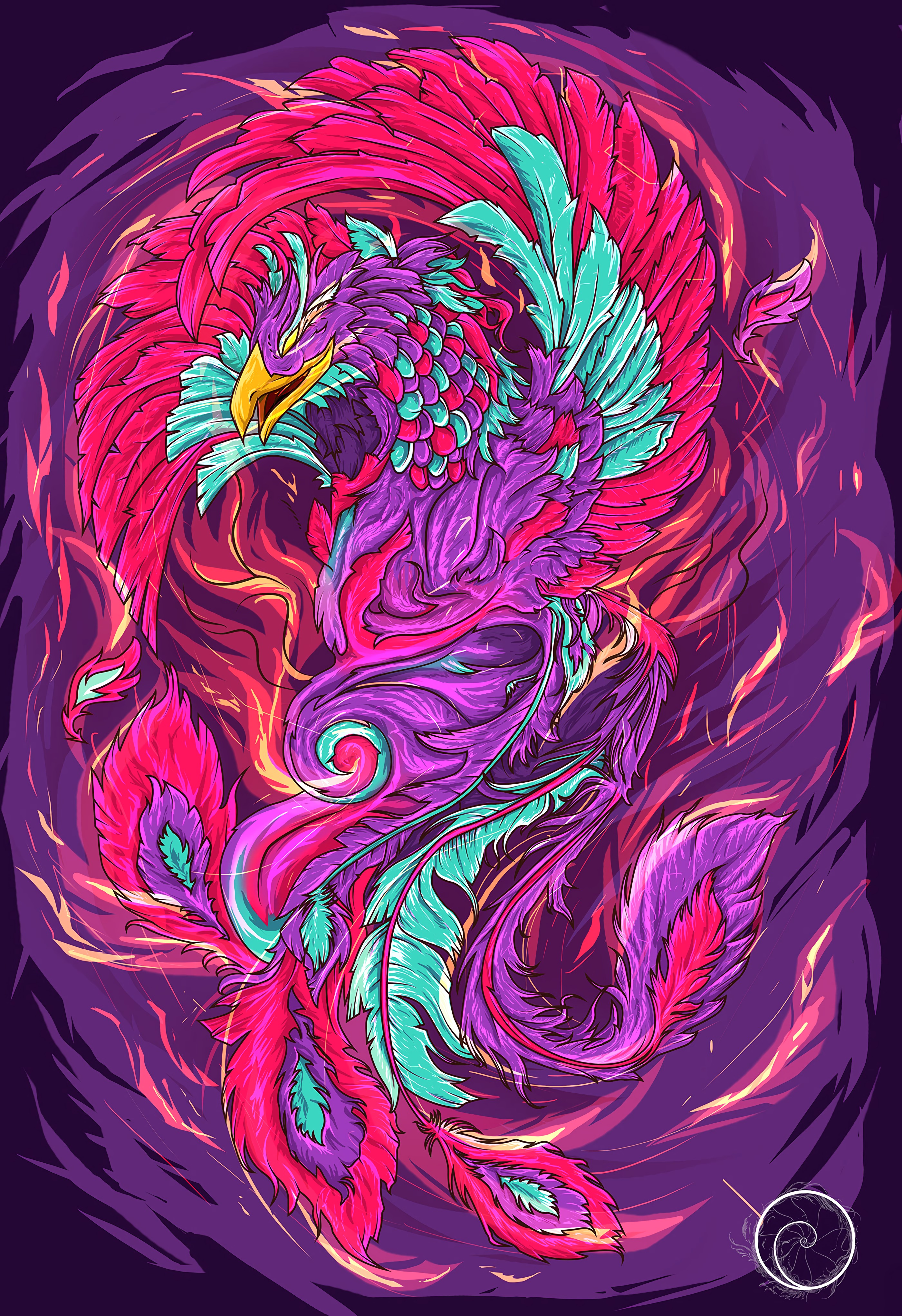 art, colourful, phoenix, vector, bright, bird, colorful HD wallpaper