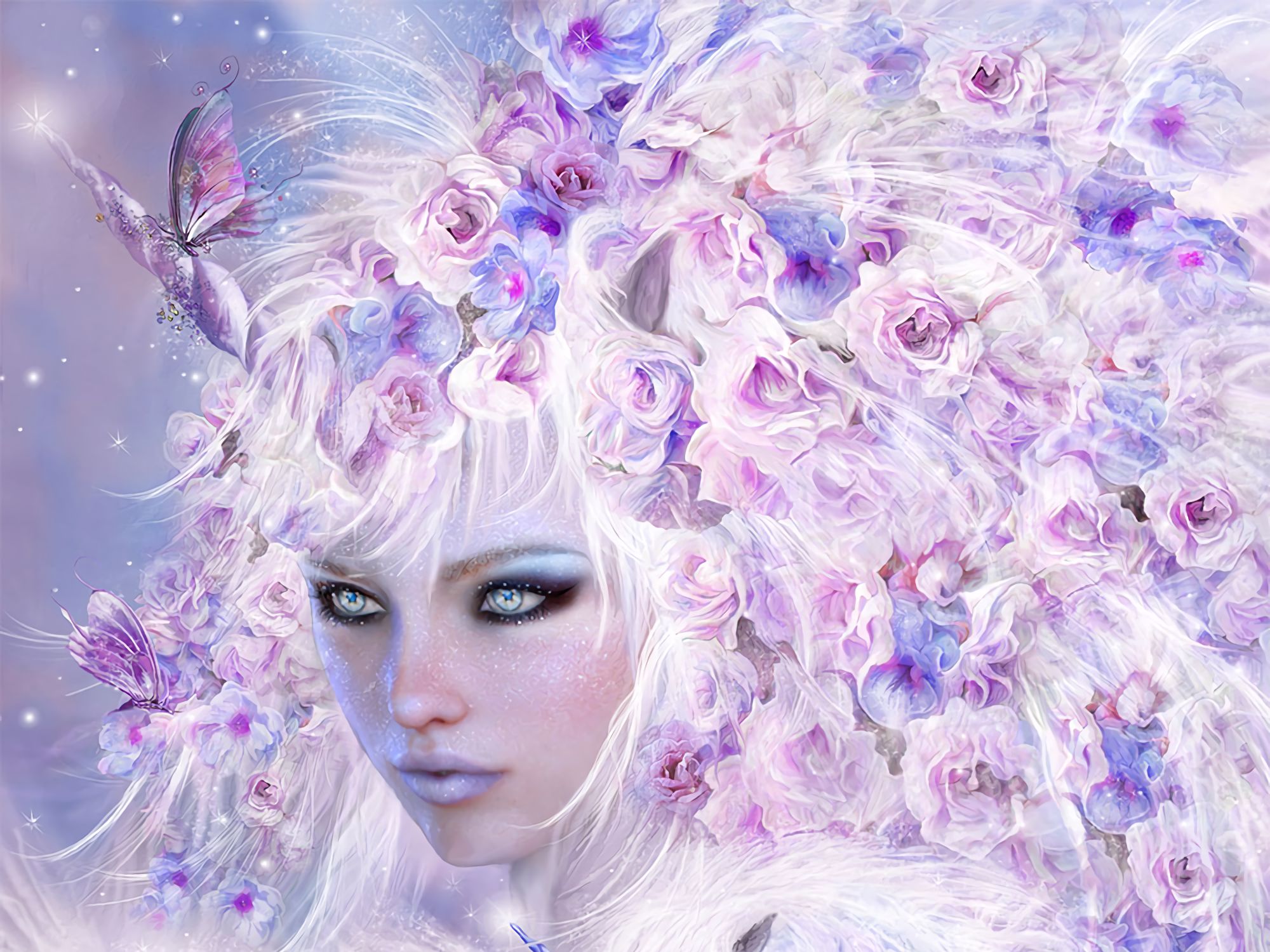 Воображение цветы. Лиловая фантазия. Фото феи. Девушка с цветами фэнтези. Богиня в розовом.